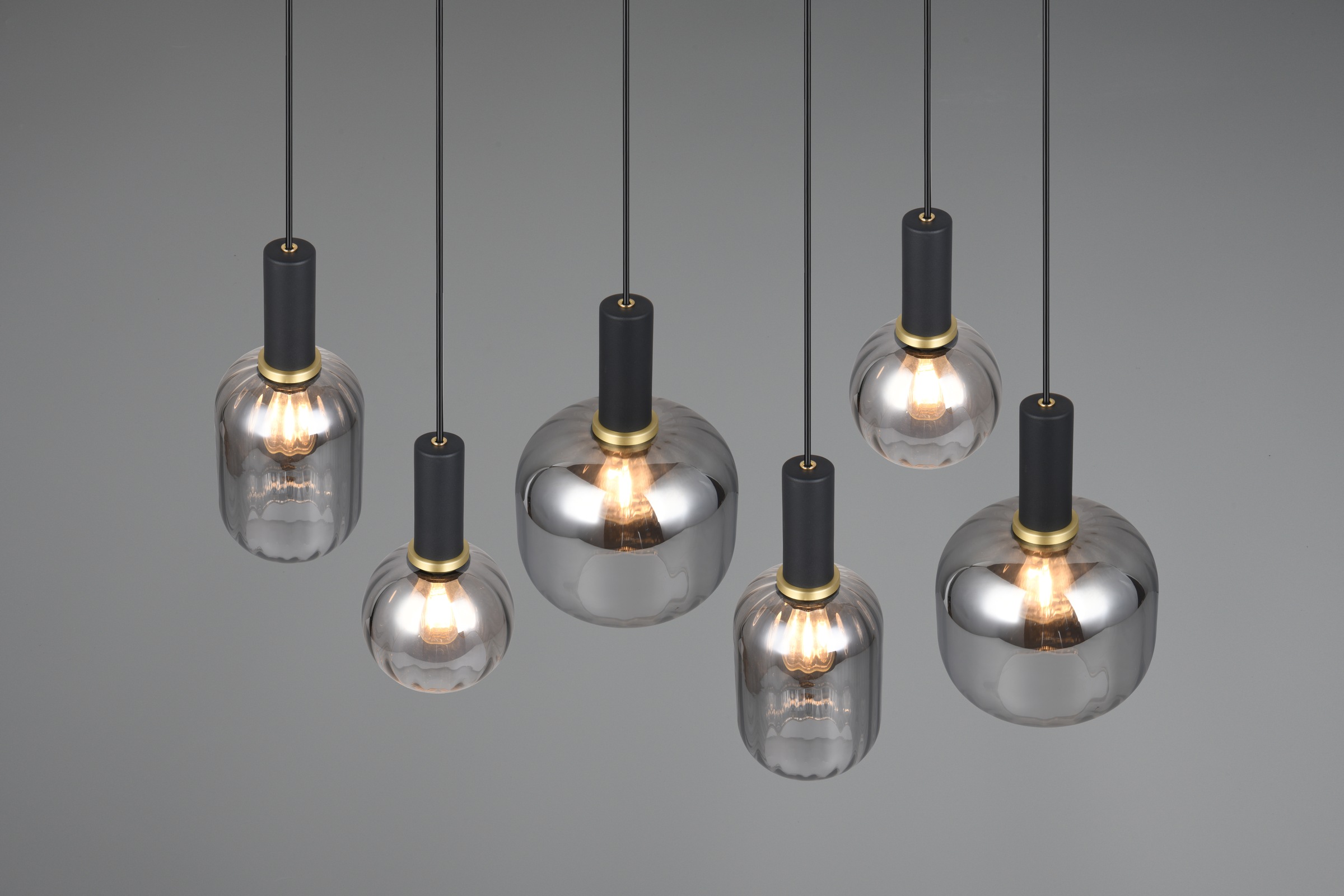 TRIO Leuchten Pendelleuchte »DIVA, E27 Hängelampe 6-flammig mit Glasschirm, exkl 6xE27 max 10W«, 6 flammig, Leuchtmittel E27 | Leuchtmittel wechselbar, höhenverstellbar bis max 150cm Hängeleuchte 92x35 cm Wohnzimmer Küche