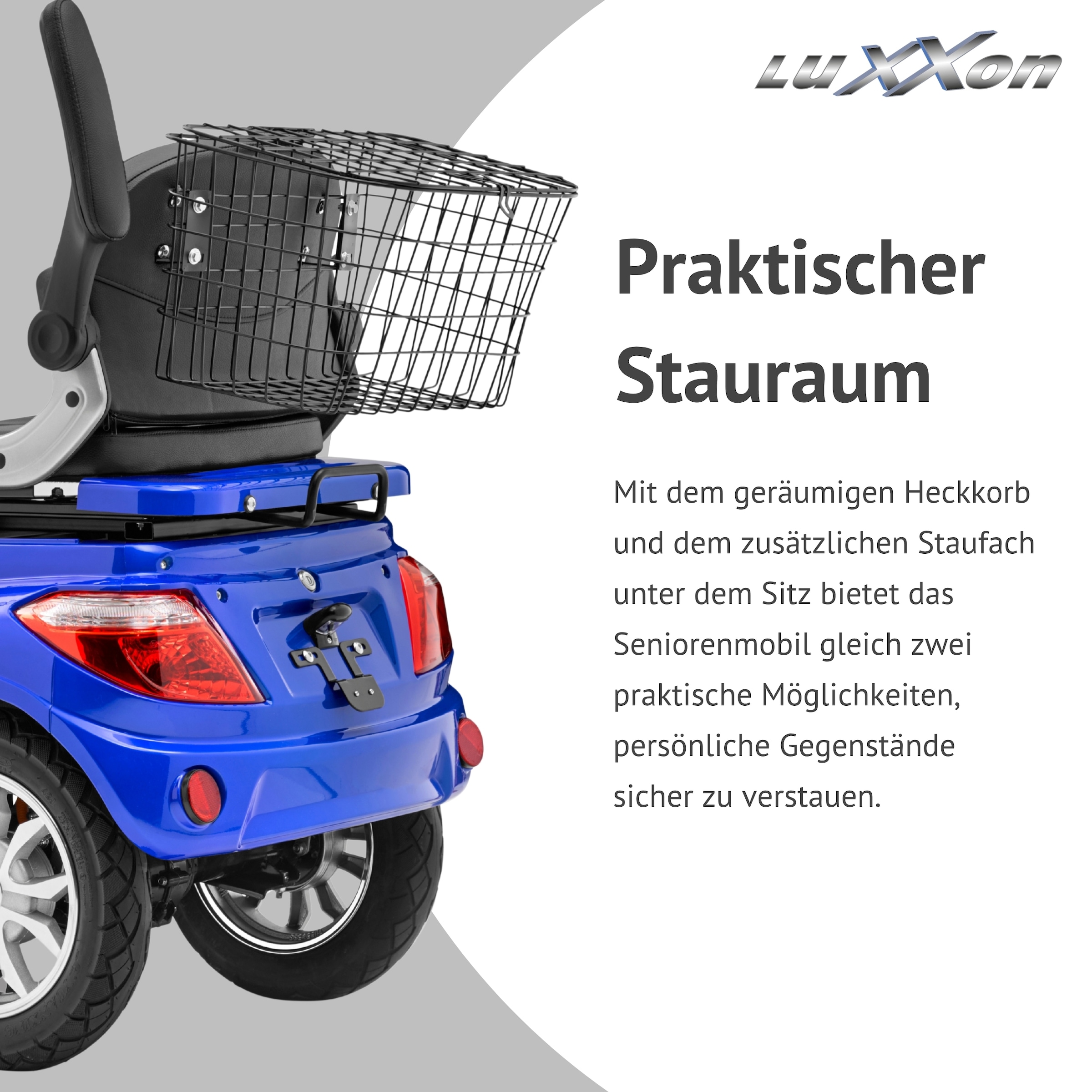 Luxxon Elektromobil »E3800« 800 W 20 km/h Elektroroller, Korb,  bis zu 65 km Reichweite, Elektro Dreirad, Seniorenmobil