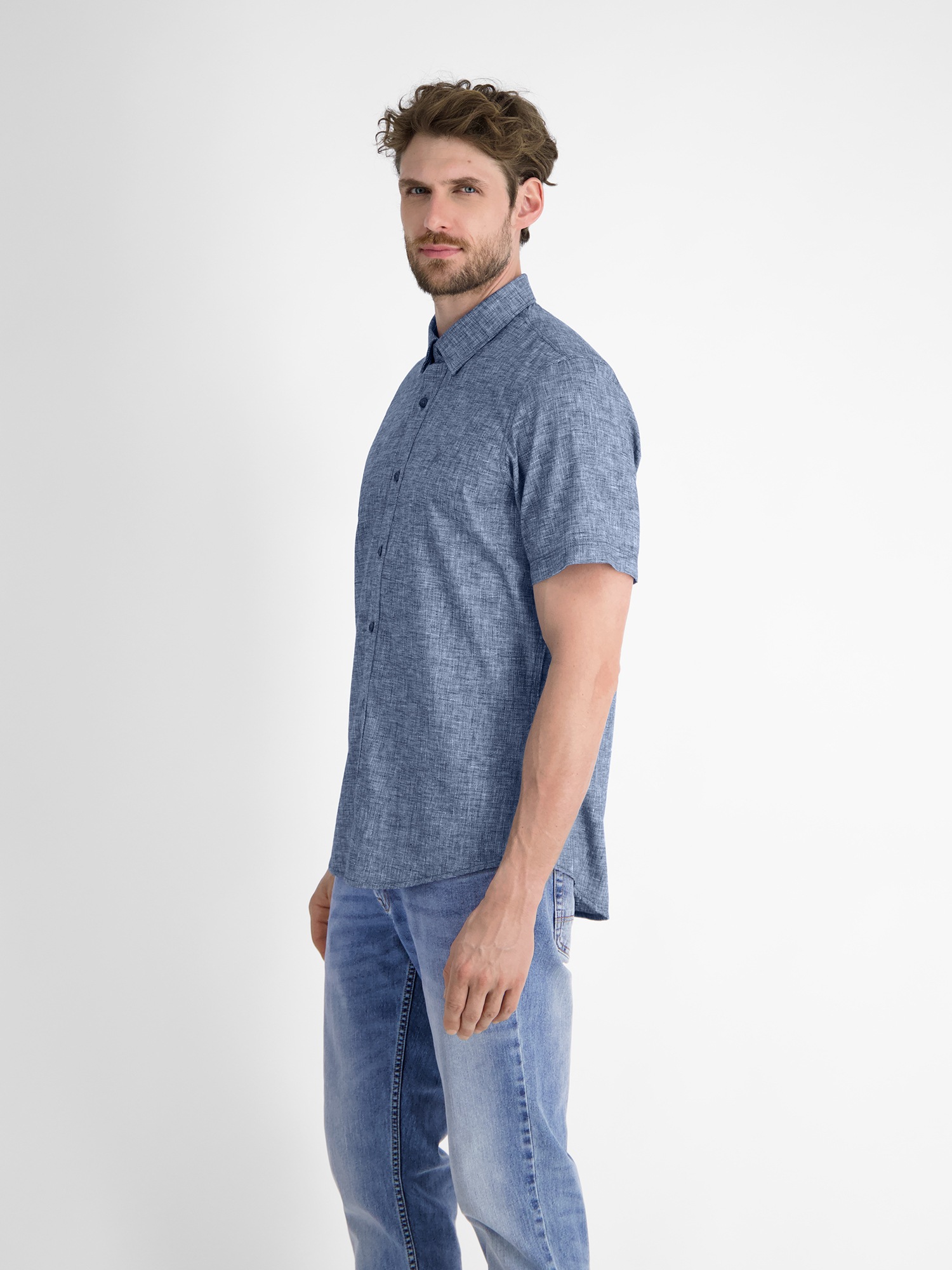 LERROS Kurzarmhemd »Kurzarmhemd mit verdecktem Button-down-Kragen«