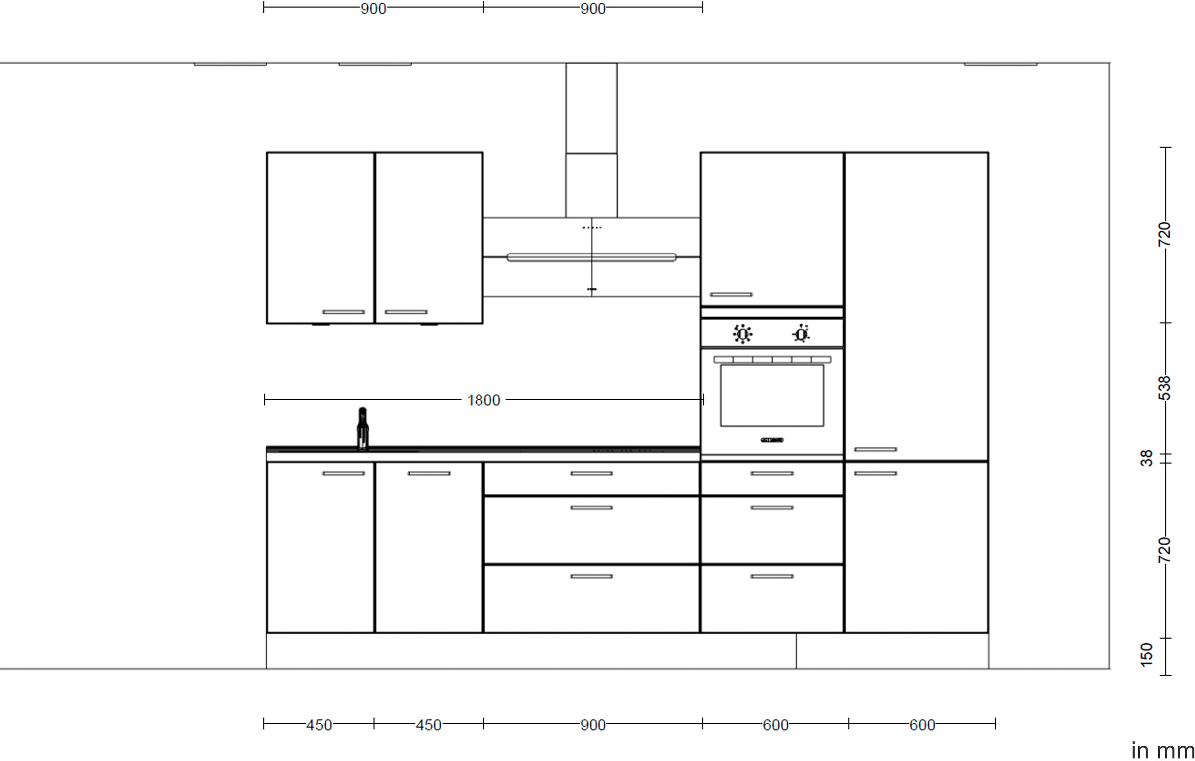 nobilia® Küchenzeile »"Structura II"« vormontiert, Ausrichtung wählbar, Breite 300 cm, wahlw. mit E-Geräten