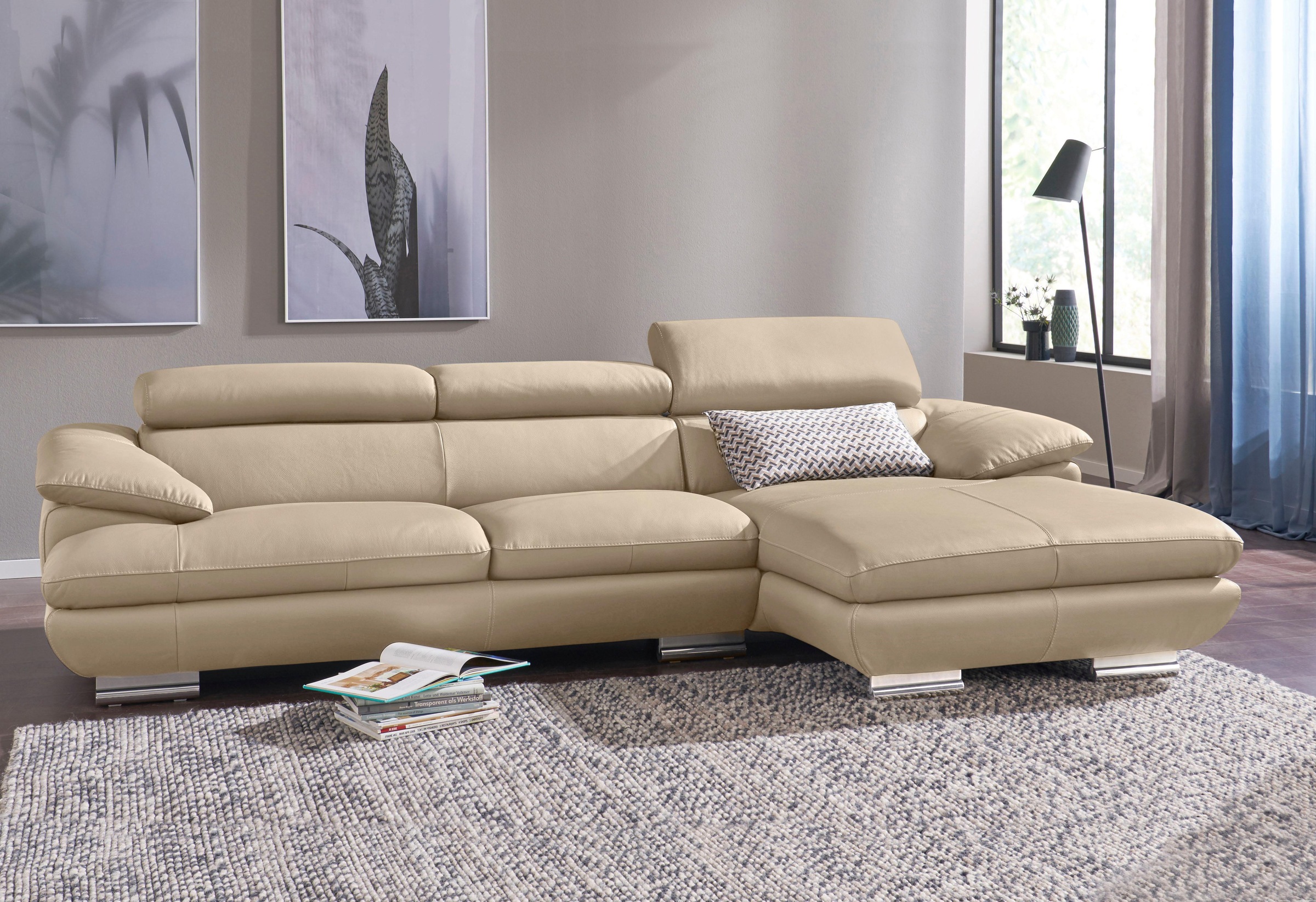 CALIA ITALIA Ecksofa »Magic, ein italienisches Sofa zum Träumen, erstklassiger Sitzkomfort«, mit verstellbaren Kopfteilen, in 2 Lederqualitäten