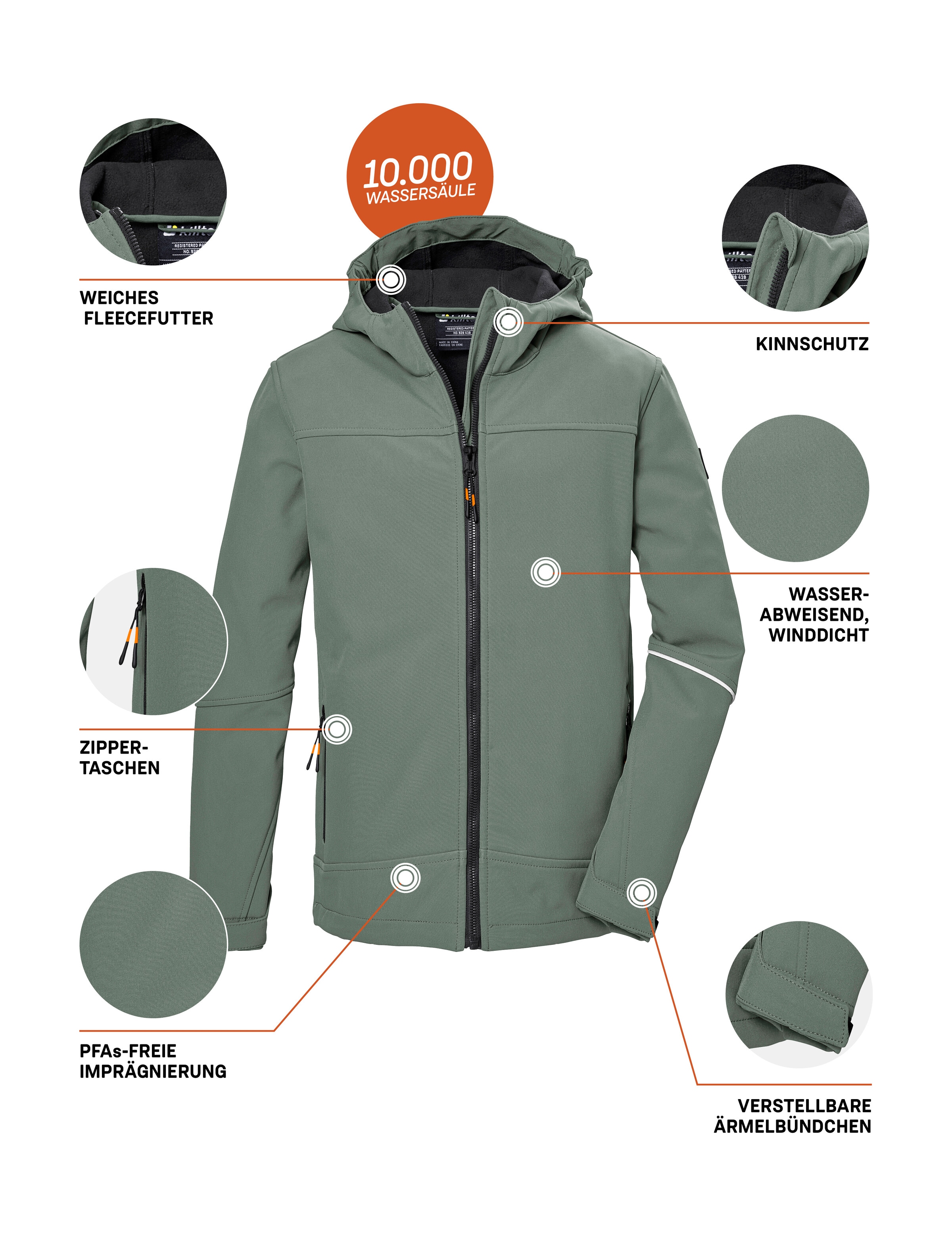 Killtec Softshelljacke »KOS 143 BYS SFTSHLL JCKT«, Wind- und wasserabweisende, atmungsaktive, PFAS-freie Kinderjacke