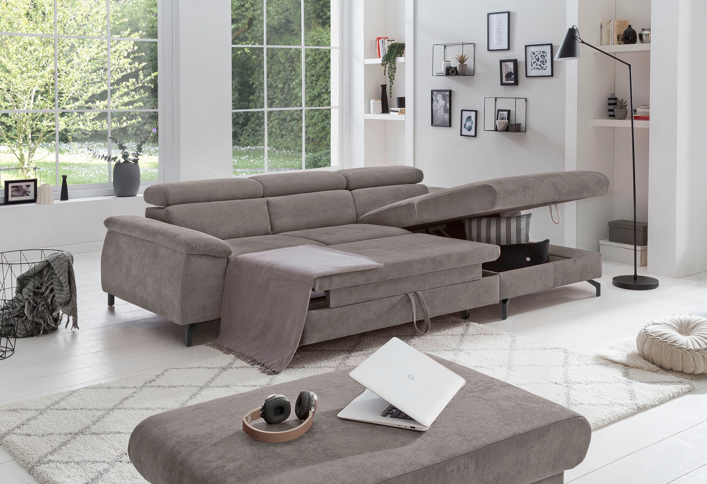 COTTA Ecksofa »Kitty L-Form«, mit Kopfteilverstellung, wahlweise mit Bettfunktion & Bettkasten