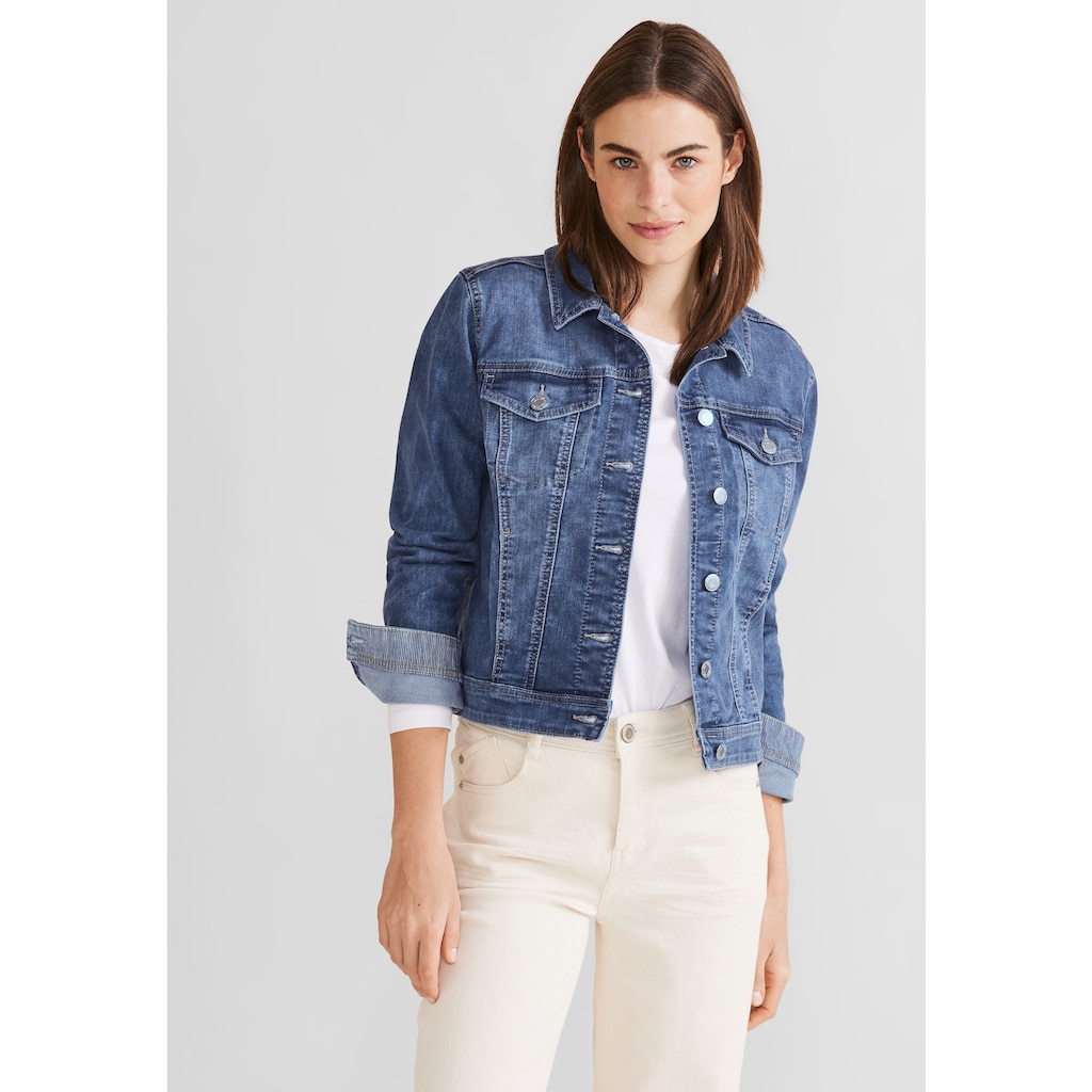 STREET ONE Jeansblazer, in mittelblauer Waschung