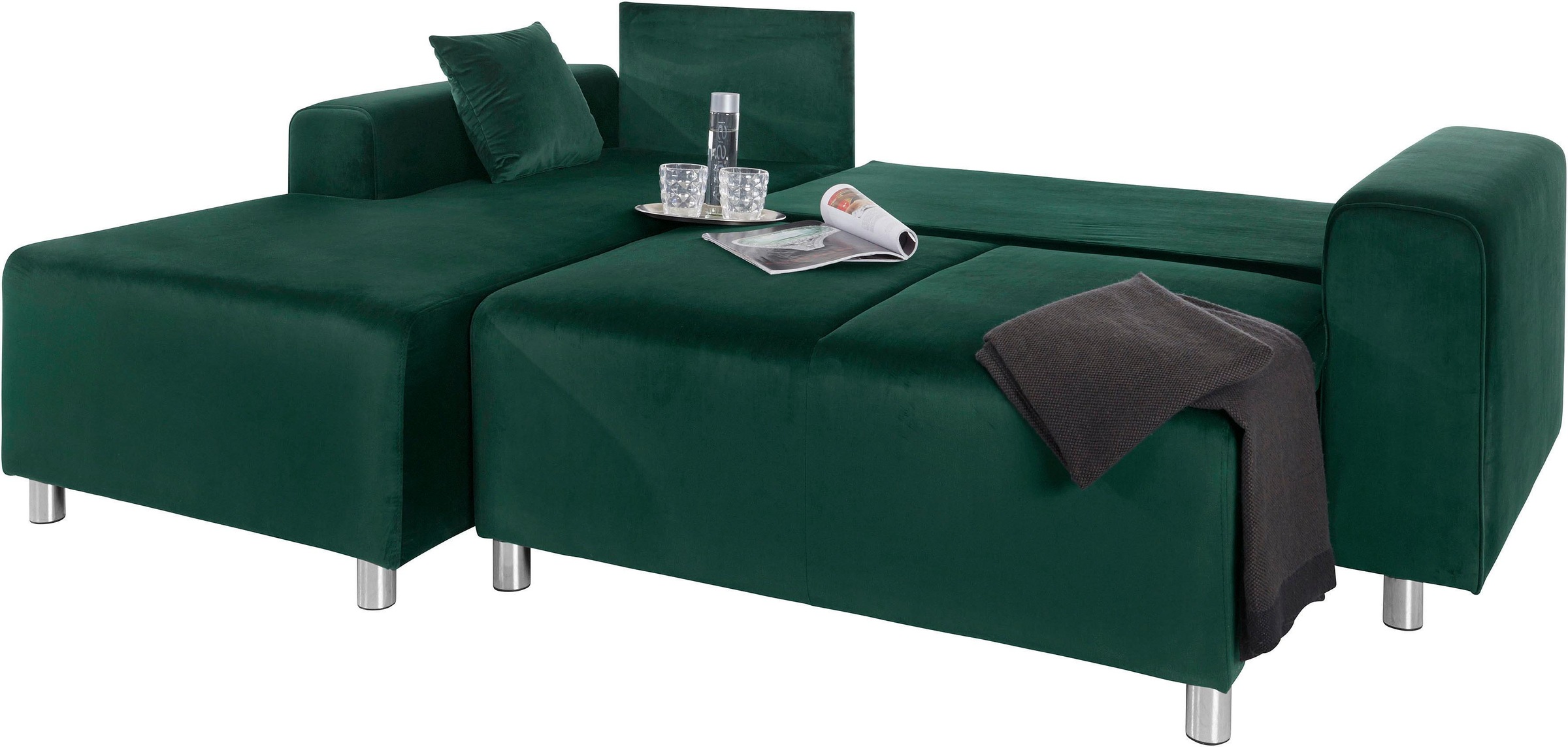Guido Maria Kretschmer Home&Living Ecksofa »Györ«, L-Form, wahlweise mit Bettfunktion und Bettkasten incl. 2 Zierkissen