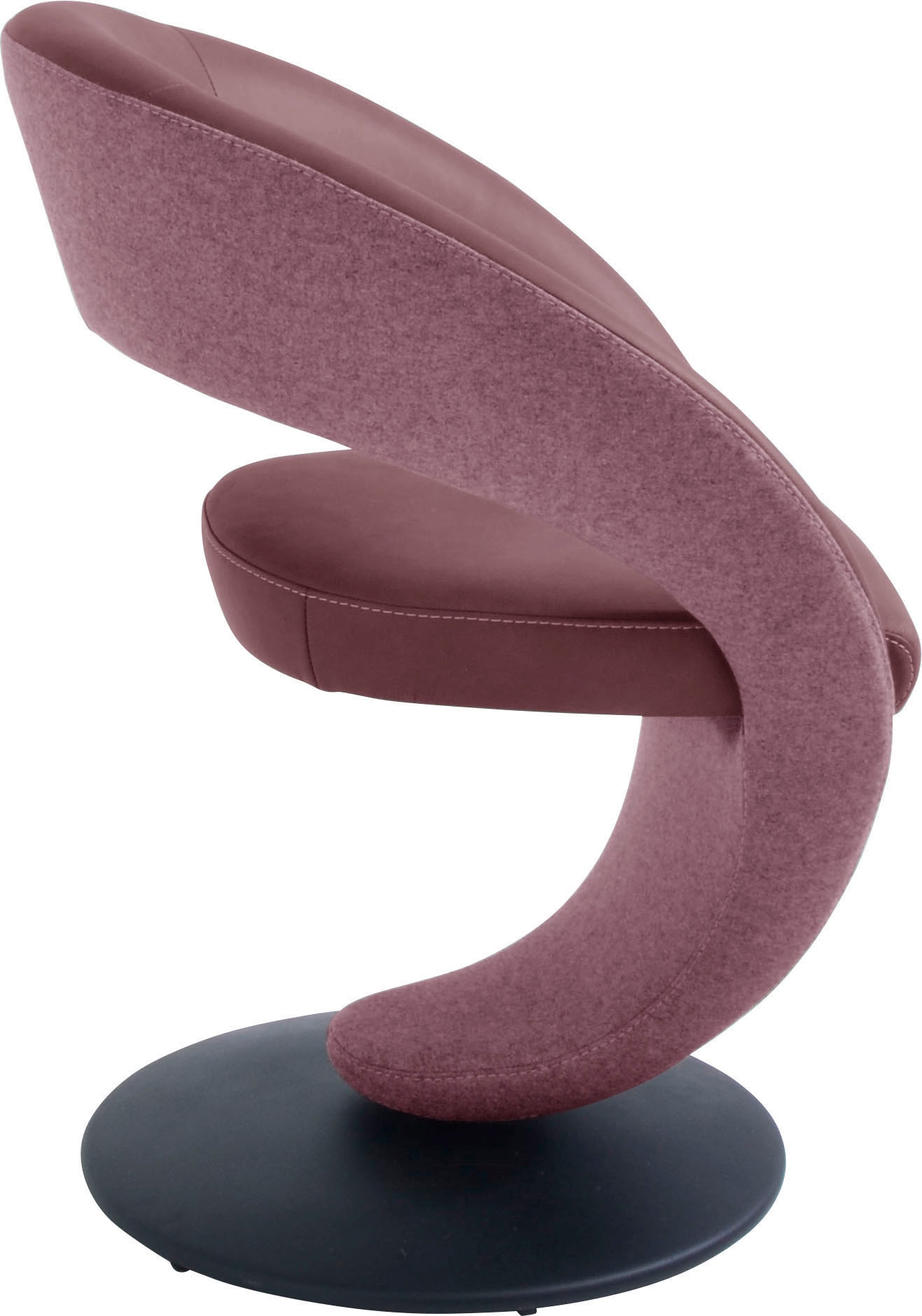 K+W Komfort & Wohnen Drehstuhl »Wave«, Leder CLOUD-Lodenstoff, Design-Drehstuhl, Drehteller in Metall schwarz, Farbkombination
