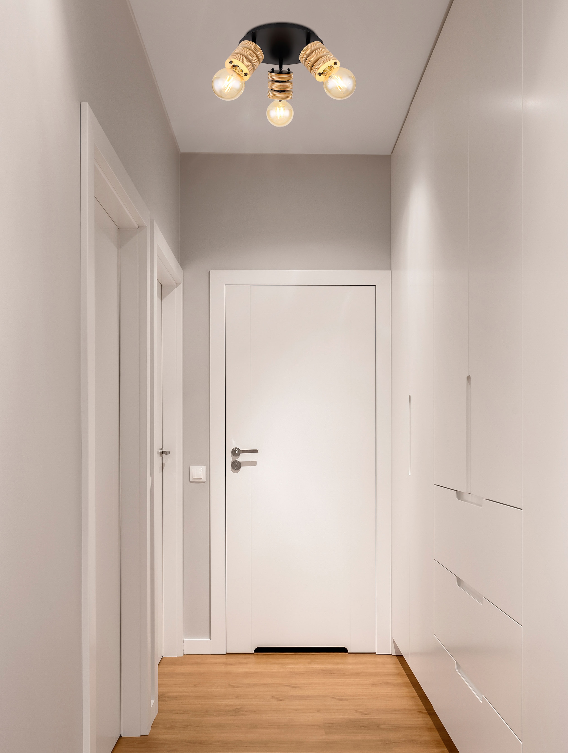 GLOBO LIGHTING Deckenspot »ANGELINE« E27 1 Stk. Strahler schwarz matt, MDF braun, für Innenräume