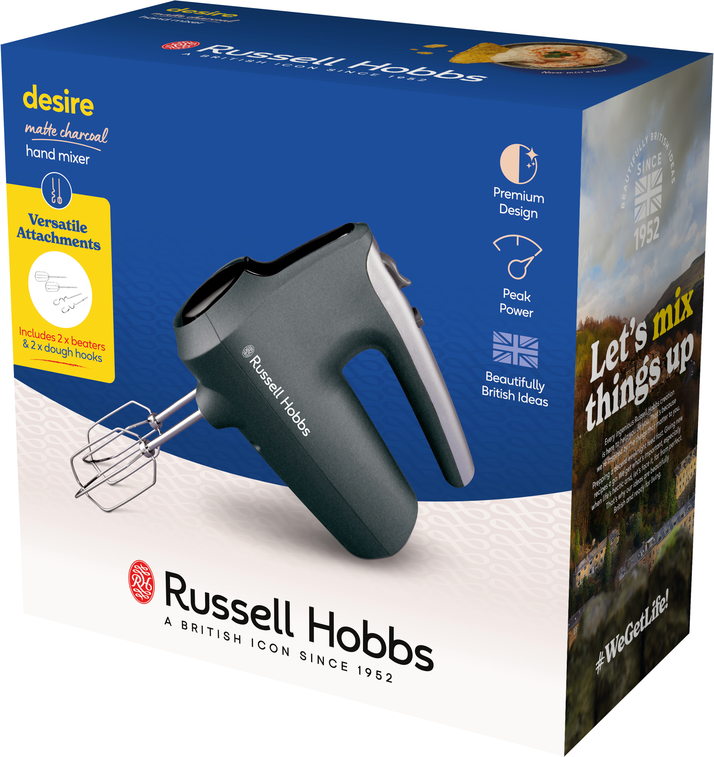 RUSSELL HOBBS Handmixer »Matte Charcoal 27151-56, Food Processor, 2,3 Liter Glasbehälter«, 185 W, anthrazit
