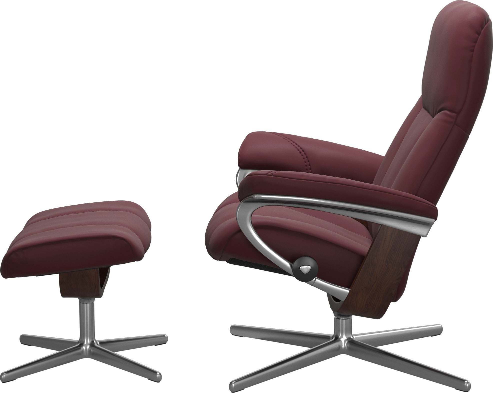 Stressless® Relaxsessel »Consul«, (Set, Relaxsessel mit Hocker), mit Hocker, mit Cross Base, Größe S, M & L, Holzakzent Braun