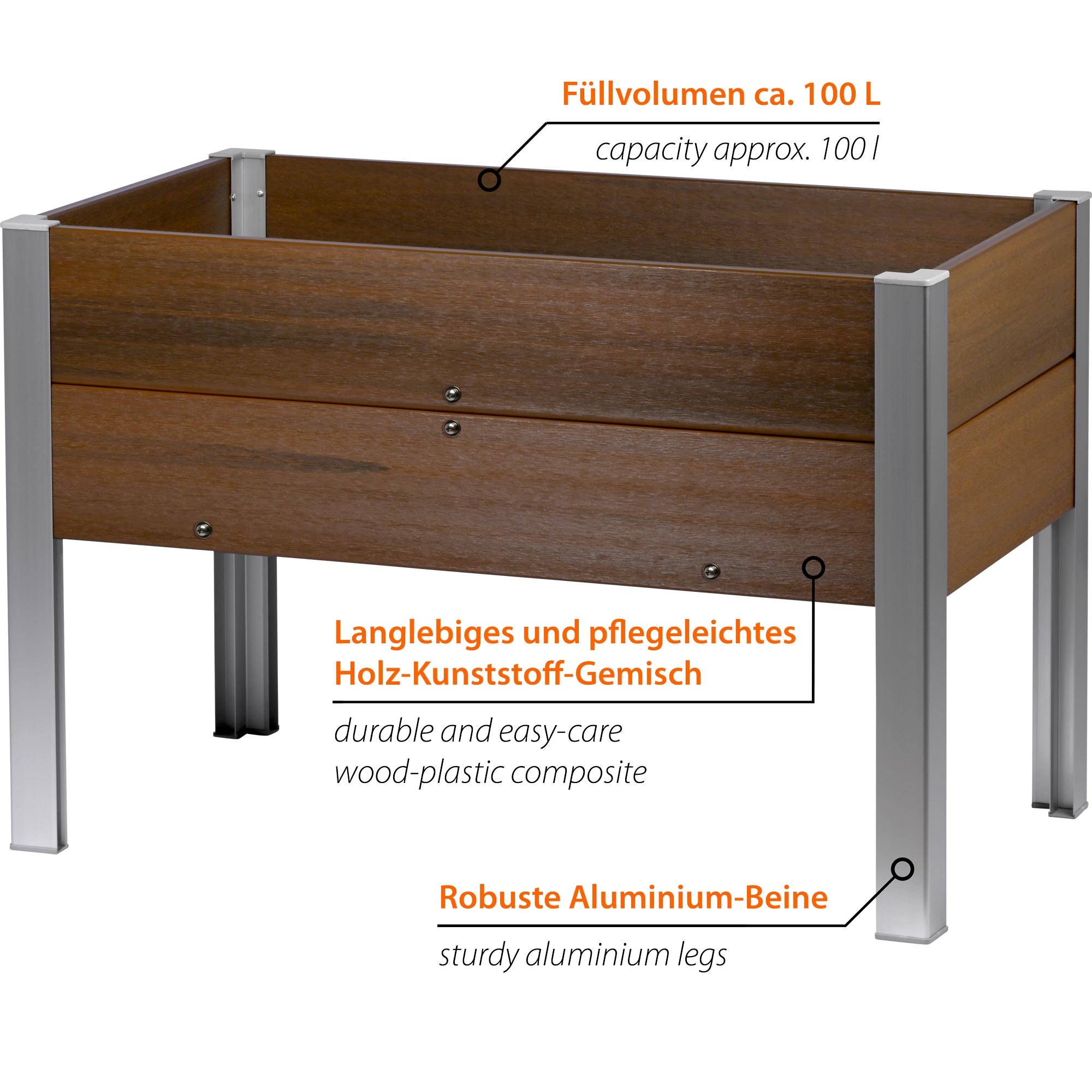 dobar Hochbeet »WPC, auf Stelzen, Teak« ca. 91 x 50 x 60 cm (L x B x H) groß und ca. 17 kg