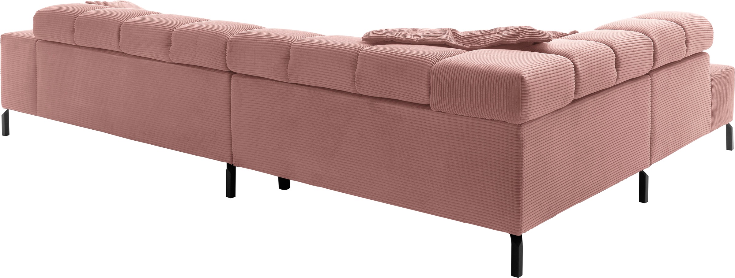 INOSIGN Ecksofa »Ancona New, wahlweise motorische Sitztiefenverstellung, auch in Cord«, feine Steppung, mit Kopfteilverstellung, 3 Zierkissen, L-Form