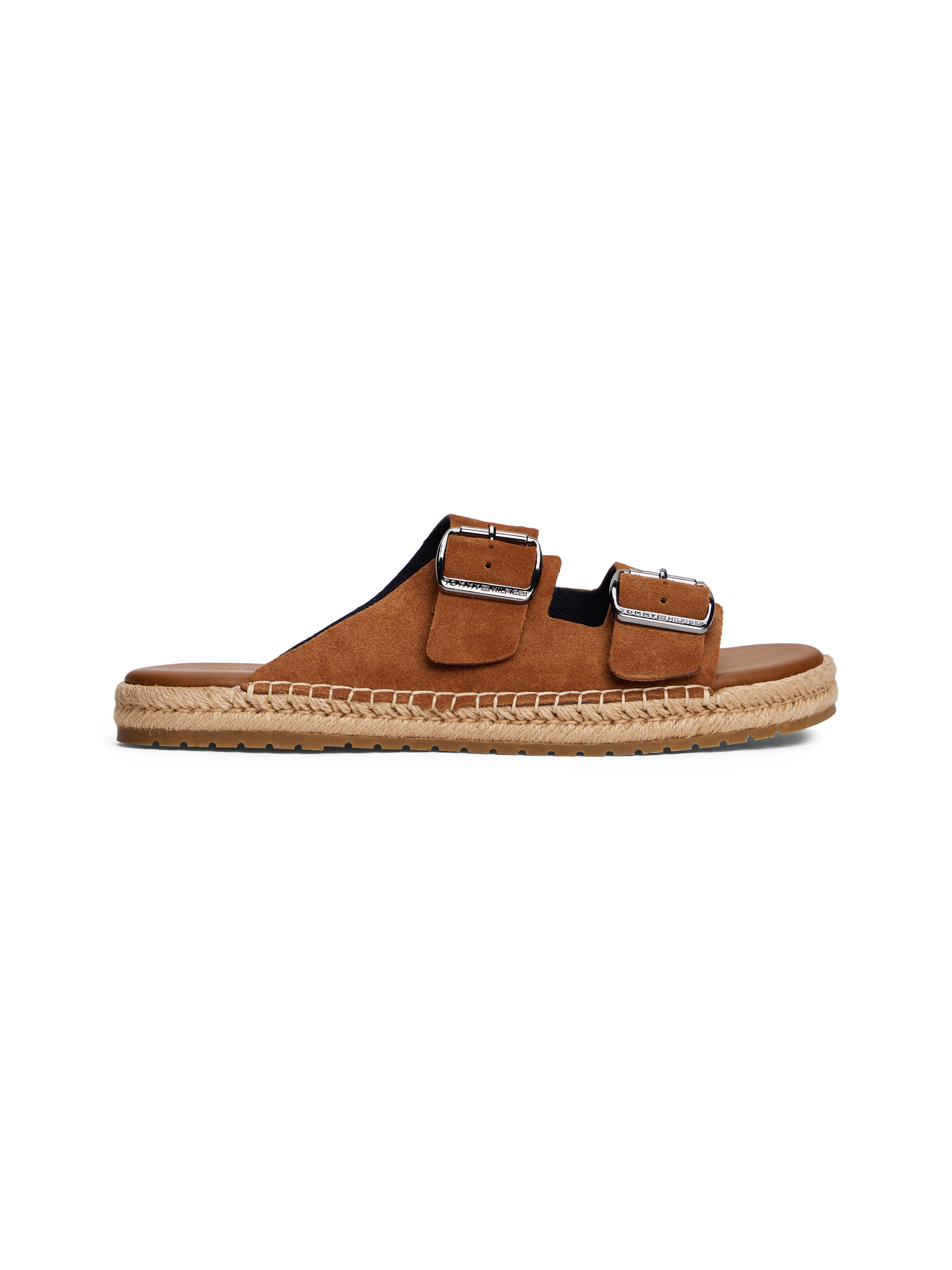 Tommy Hilfiger Pantolette »FLEX JUTTE HILFIGER SUEDE SANDAL«, Sommerschuh, Schlupfschuh mit verstellbaren Schnallen