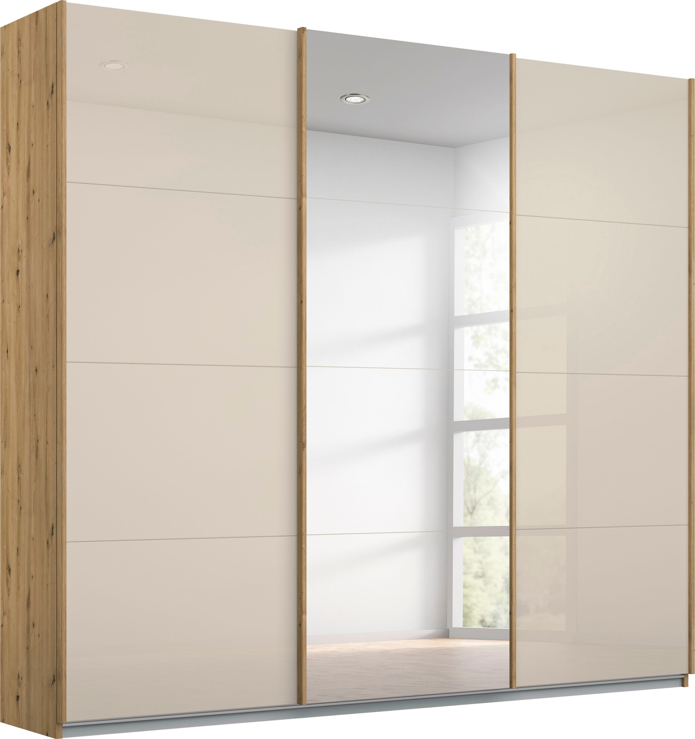 OTTO home Kleiderschrank »Mehrzweckschrank Aktenschrank Möbel Mietswohnung Schlafzimmer KOLUNA« 3 Ausstattungen BASIC/CLASSIC/PREMIUM (inkl. SOFT-CLOSE-FUNKTION),  Breiten 203/271/315/360 cm Höhen 210/229 Glas-Front MADE IN GERMANY