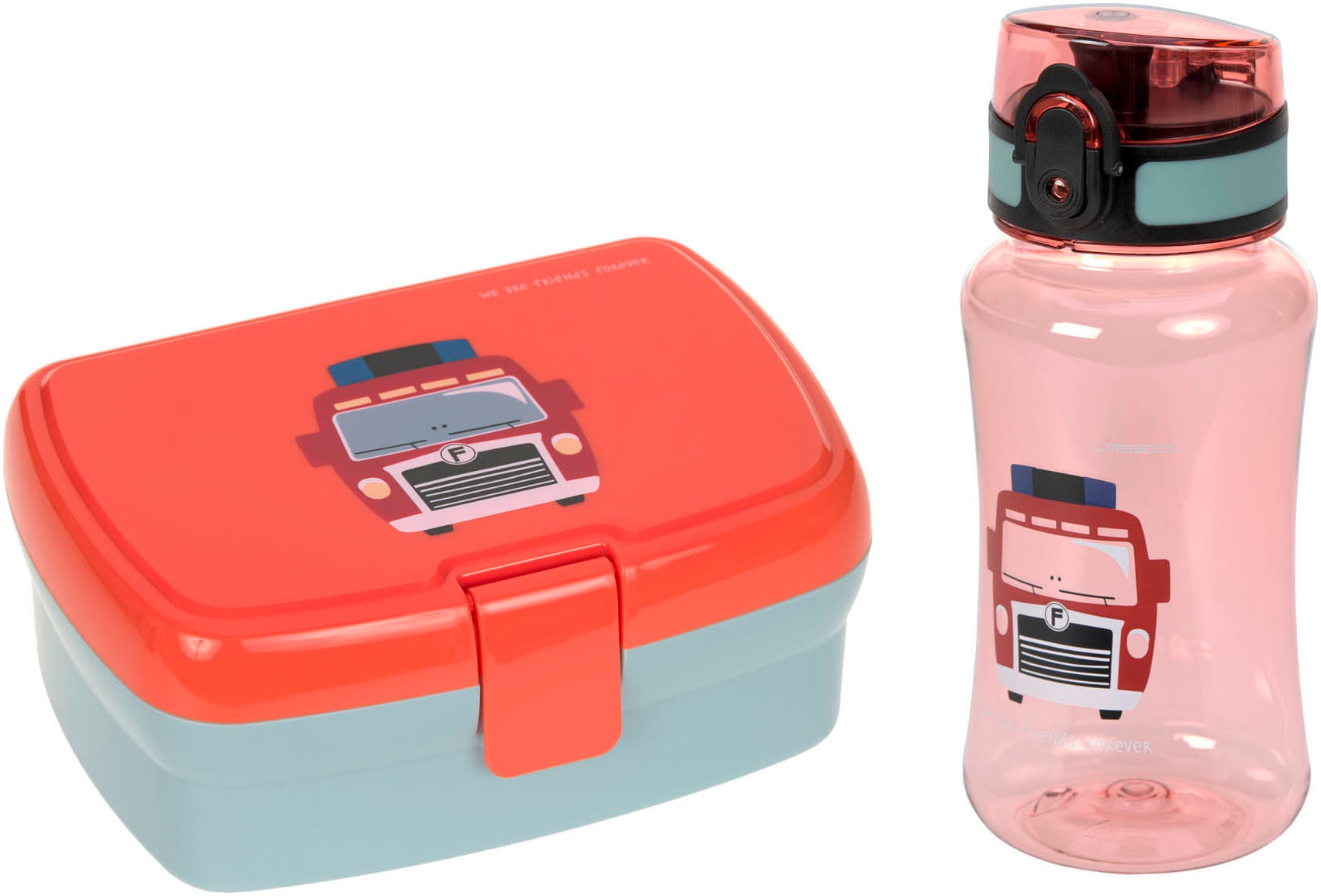 LÄSSIG Lunchbox »Tiny Drivers, Fire Engine« Set, 2 Stk. tlg. mit Trinkflasc günstig online kaufen