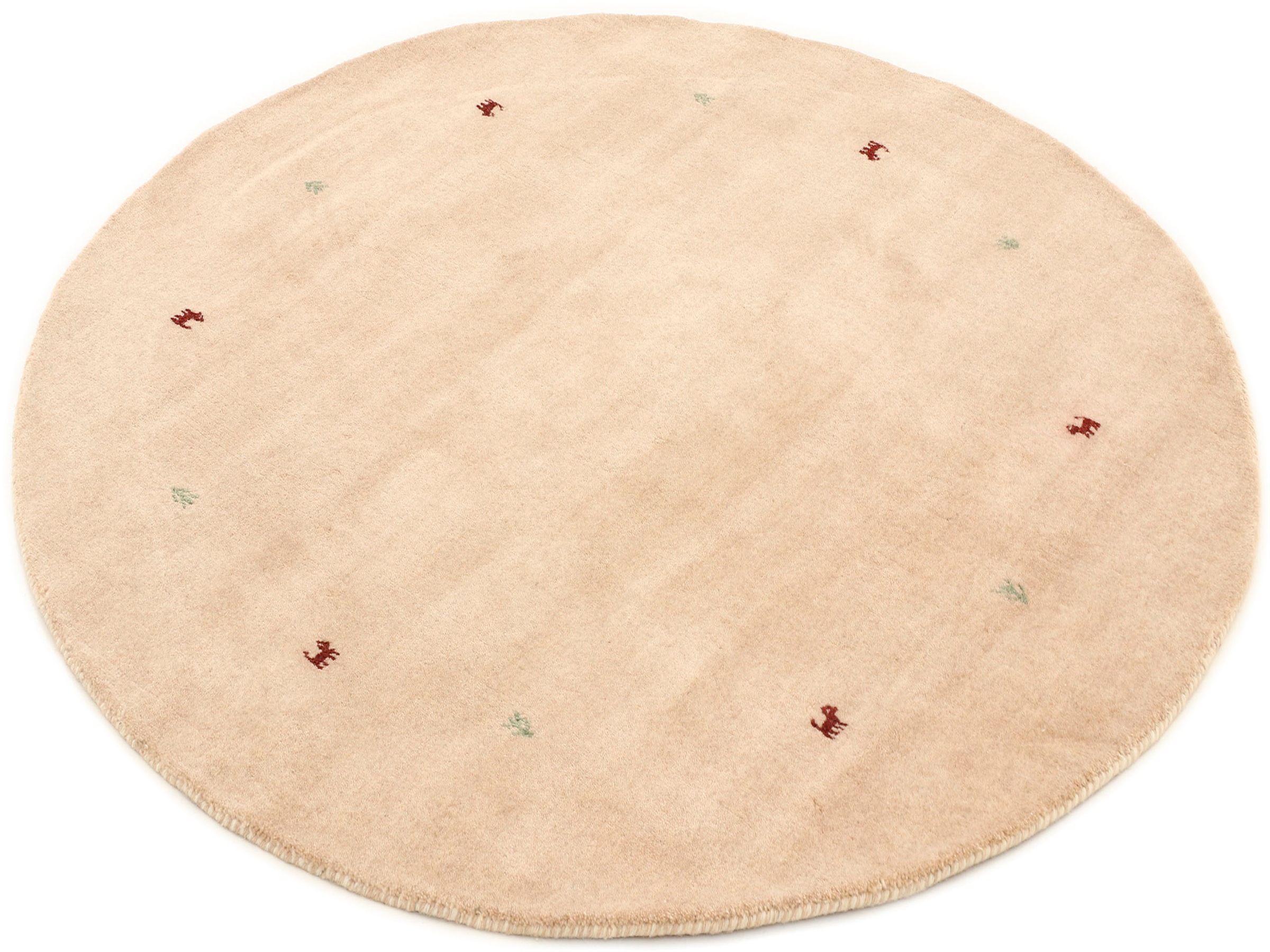 carpetfine Wollteppich »Gabbeh Uni«, rund, 15 mm Höhe, reine Wolle handgewebt, Gabbeh Tiermotiv warmes Raumklima viele Größen