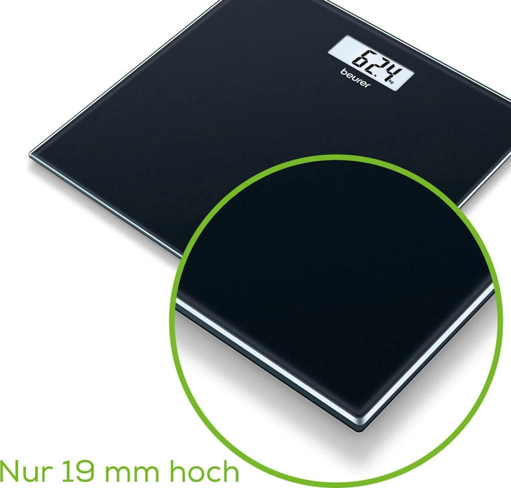 BEURER Personenwaage »GS 10 besonders flach mit nur 1,9 cm, Tragkraft bis 180 kg« Wiegefläche aus Sicherheitsglas, mit Einschaltautomatik