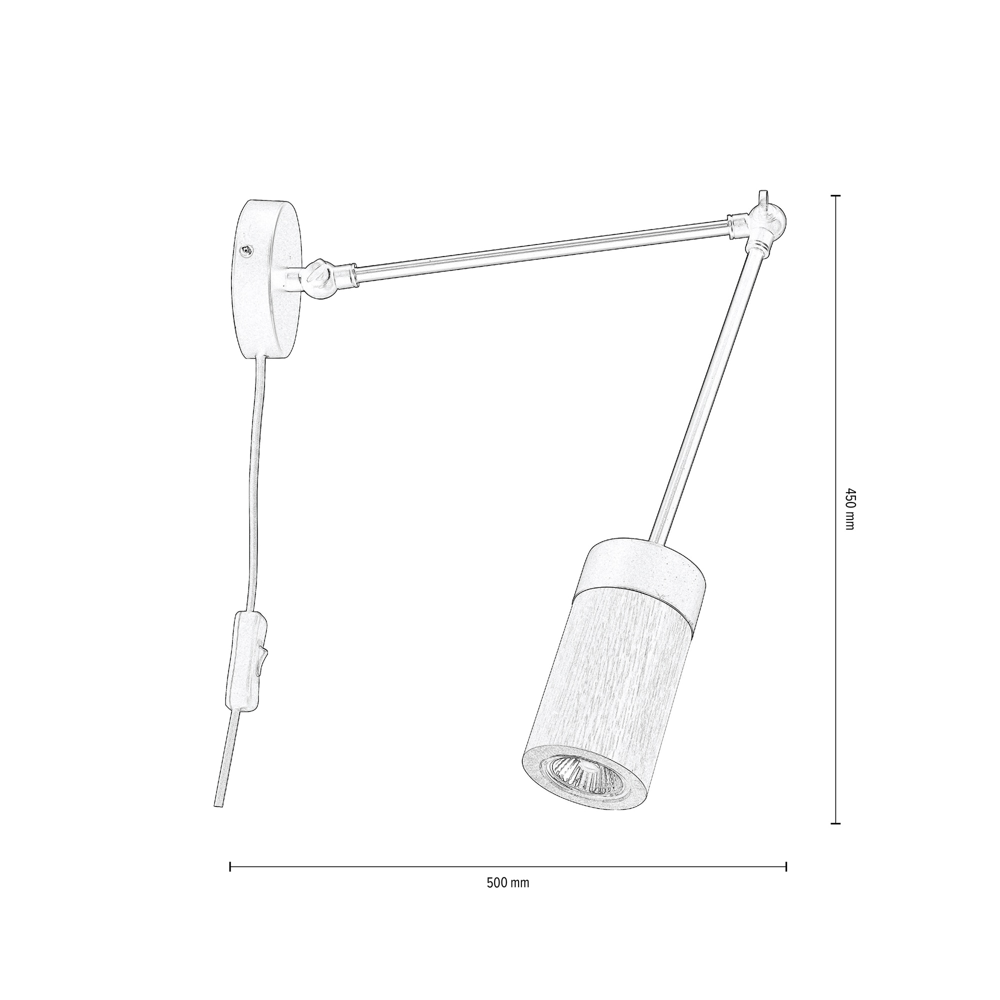 kaufen 1 inkl., Mit flexiblem Eichenholz »ANNICK«, Metall edles und Wandleuchte BRITOP Arm, LED-Leuchtmittel auf LIGHTING Rechnung flammig-flammig,