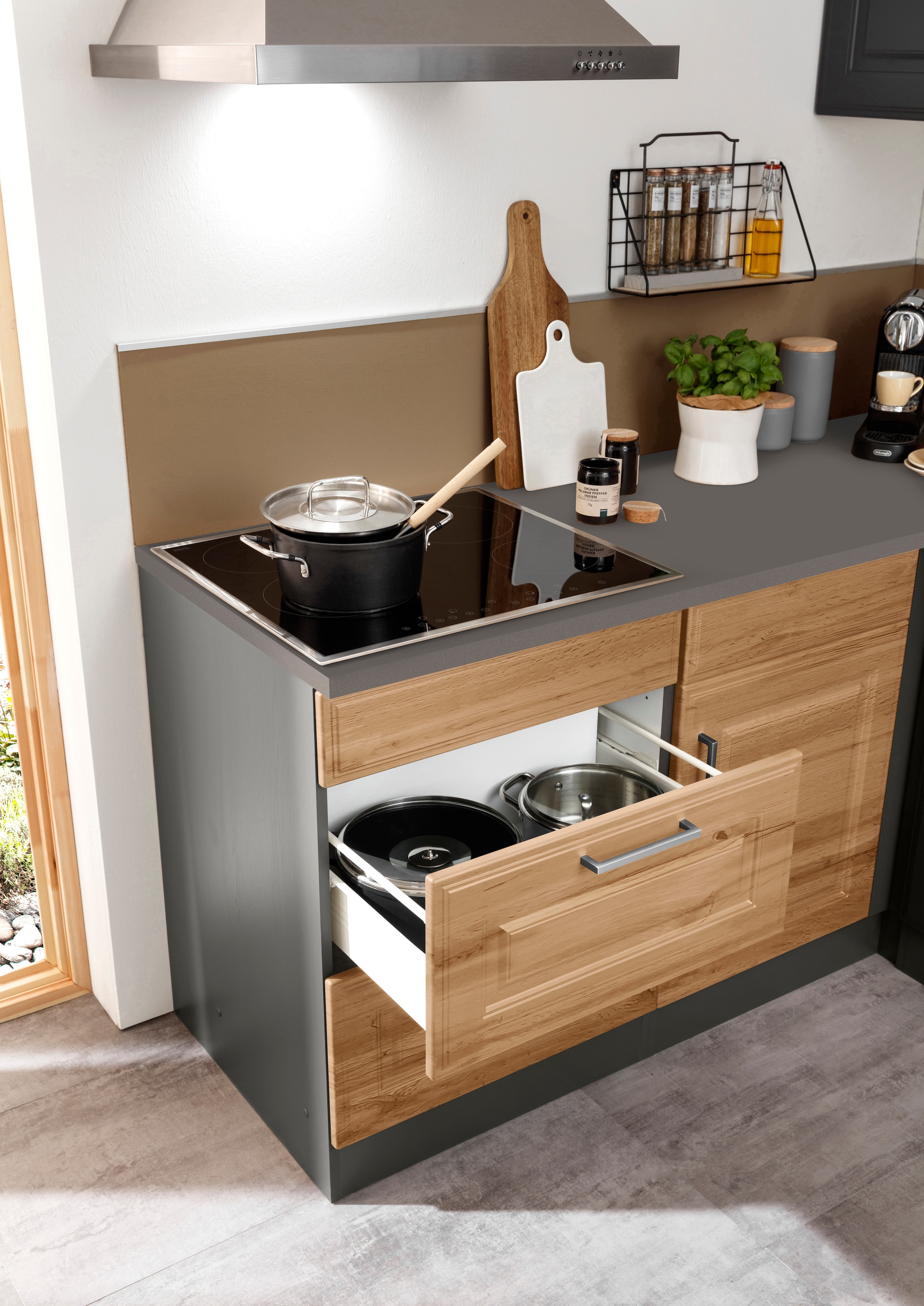 KOCHSTATION Winkelküche »KS-Stockholm«, mit E-Geräten,260 x 170 cm, mit hochwertigen MDF Fronten