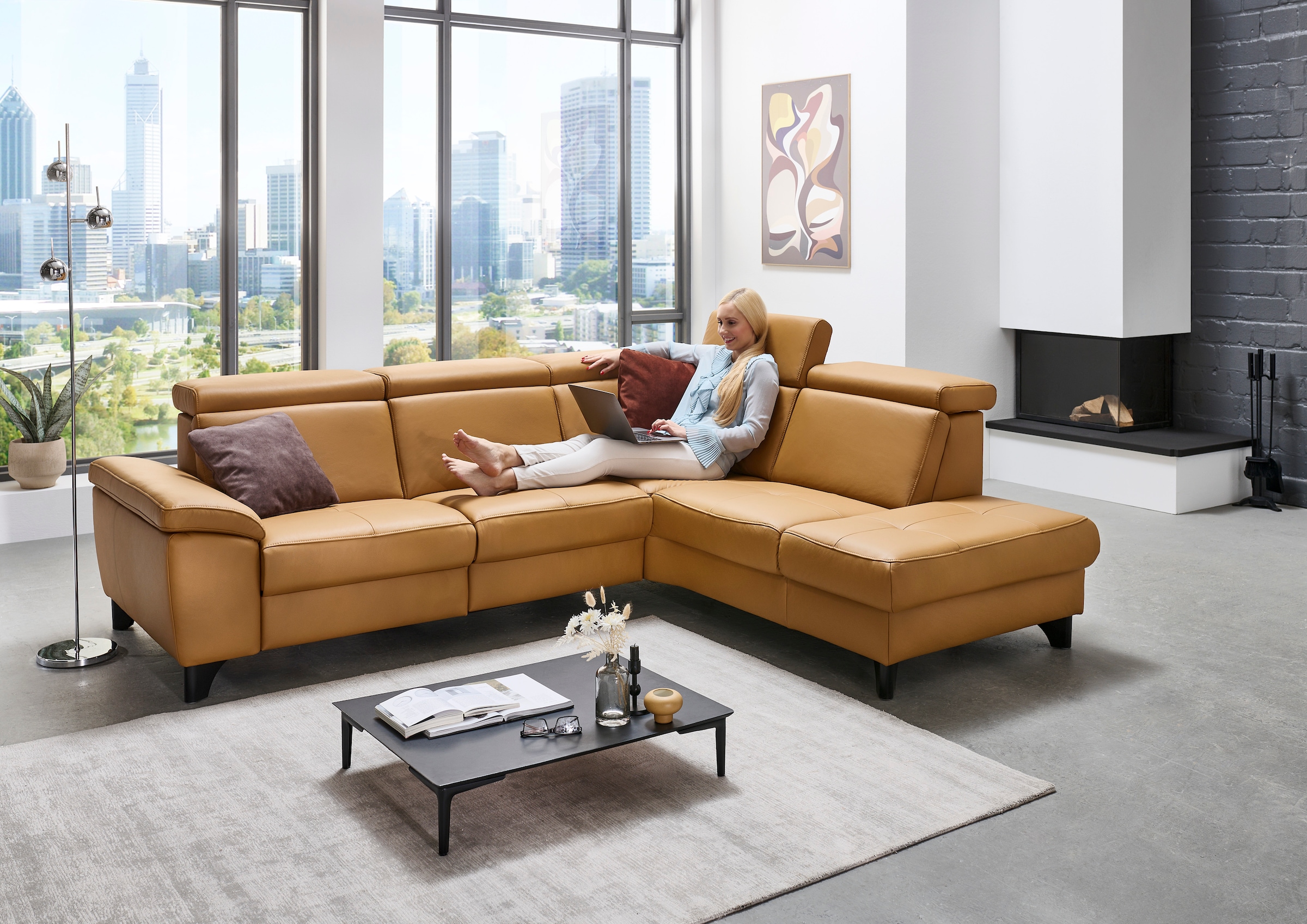 Die PlanBar Ecksofa »PN-EM23166 L-Form«, optional mit Kopfteilverstellung und Stauraum