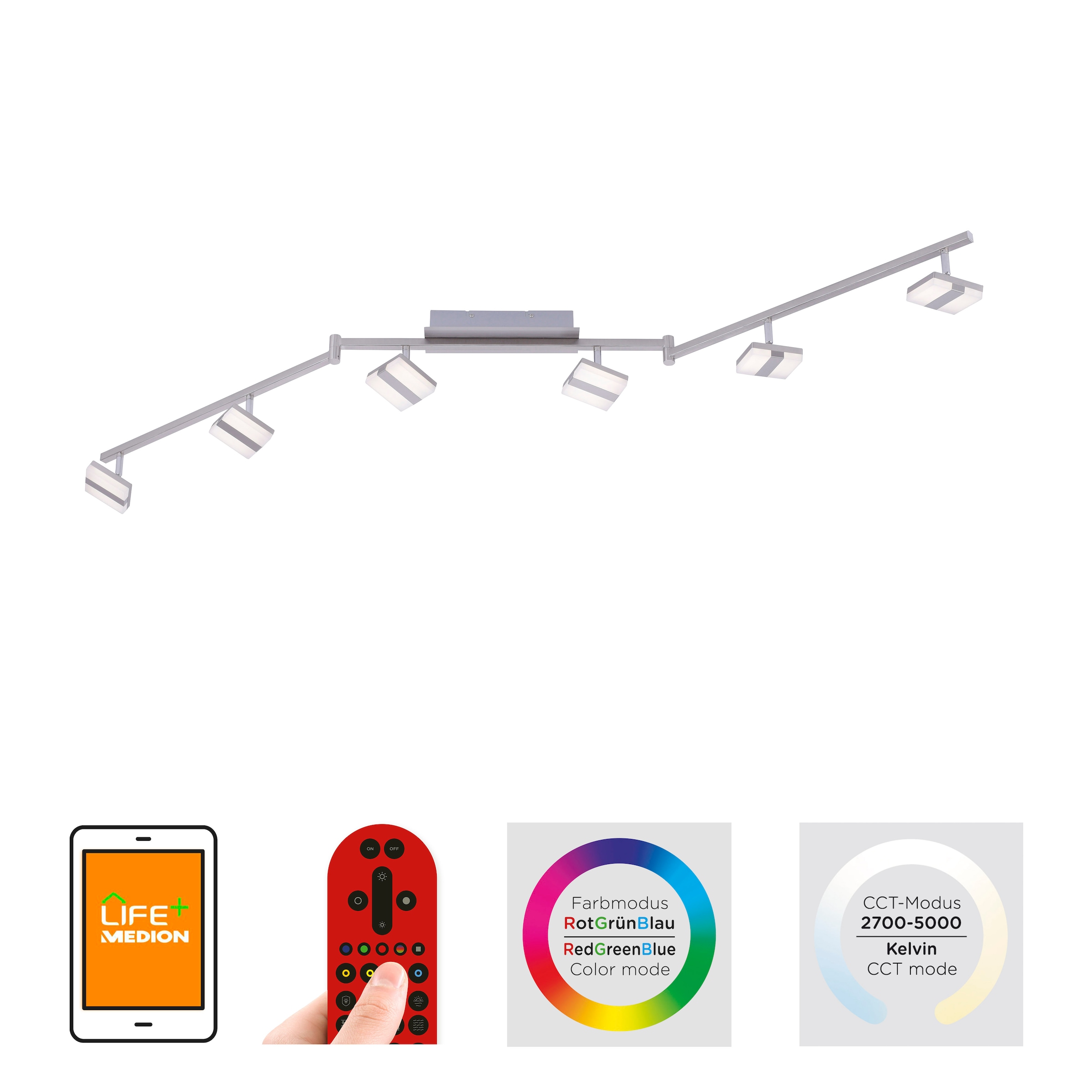 LED Deckenleuchte »Ls-SABI«, 6 flammig, Leuchtmittel LED-Board | LED fest integriert,...