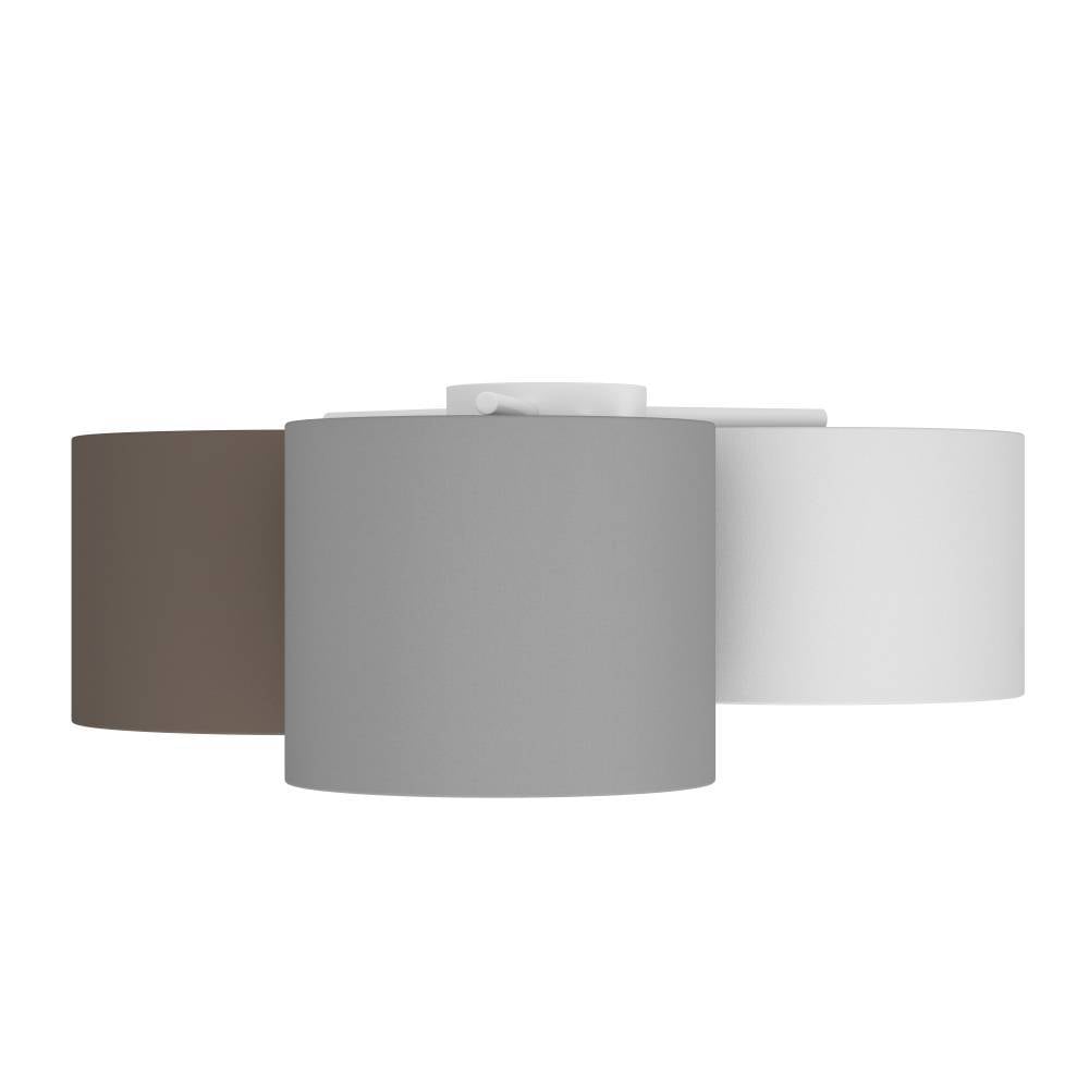 EGLO Deckenleuchte »PASTORE Deckenlampe, weiß, braun, grau, 3 runde Lampenschirme, E27«, 3 flammig, Leuchtmittel E27 | ohne Leuchtmittel, Wohnzimmer, Esszimmer, Schlafzimmer, Textilschirme, 61x49,5x25,5cm
