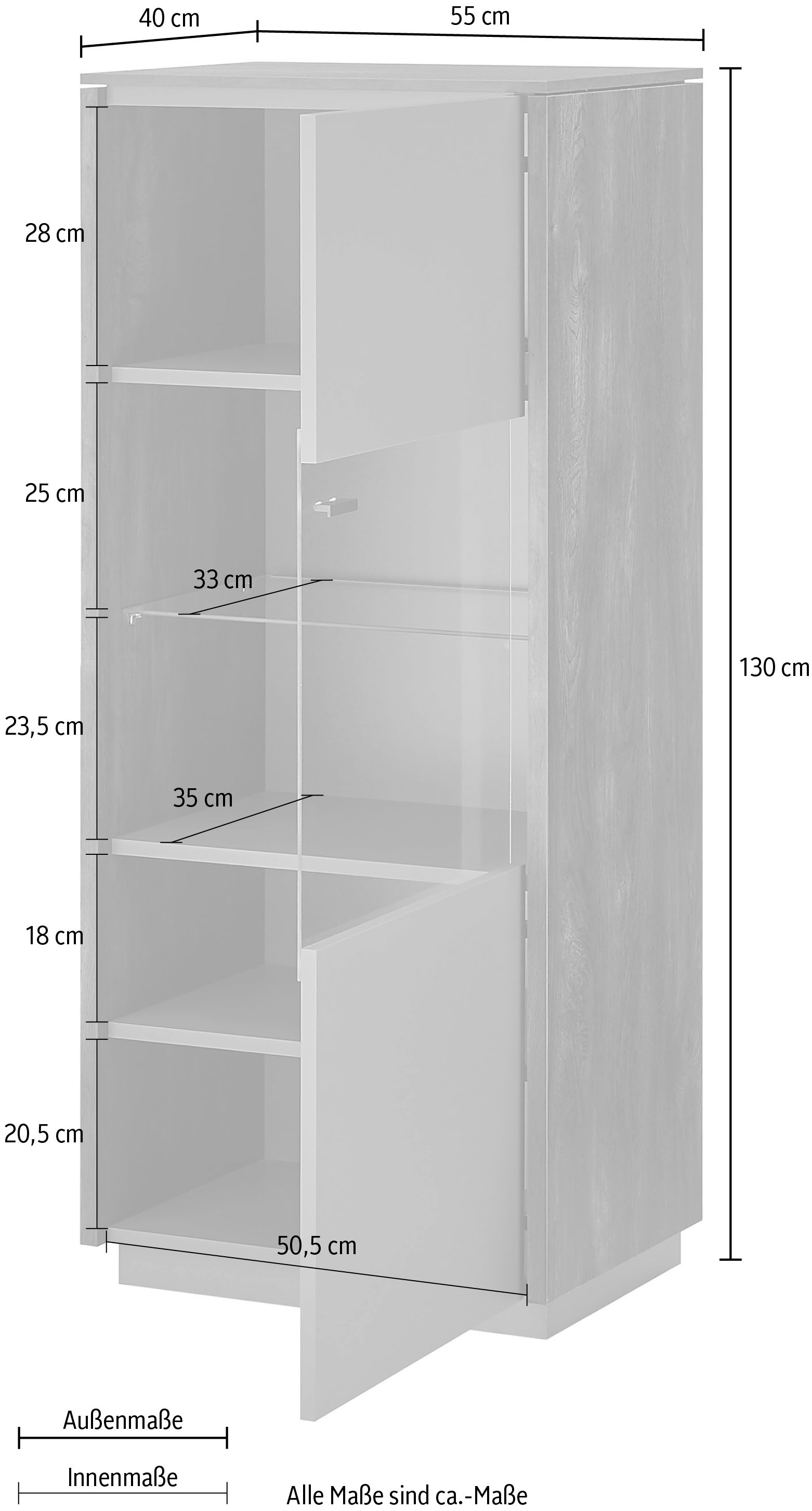INOSIGN Vitrine »LARGO«, Soft-Close-Funktion, Höhe ca. 130 cm