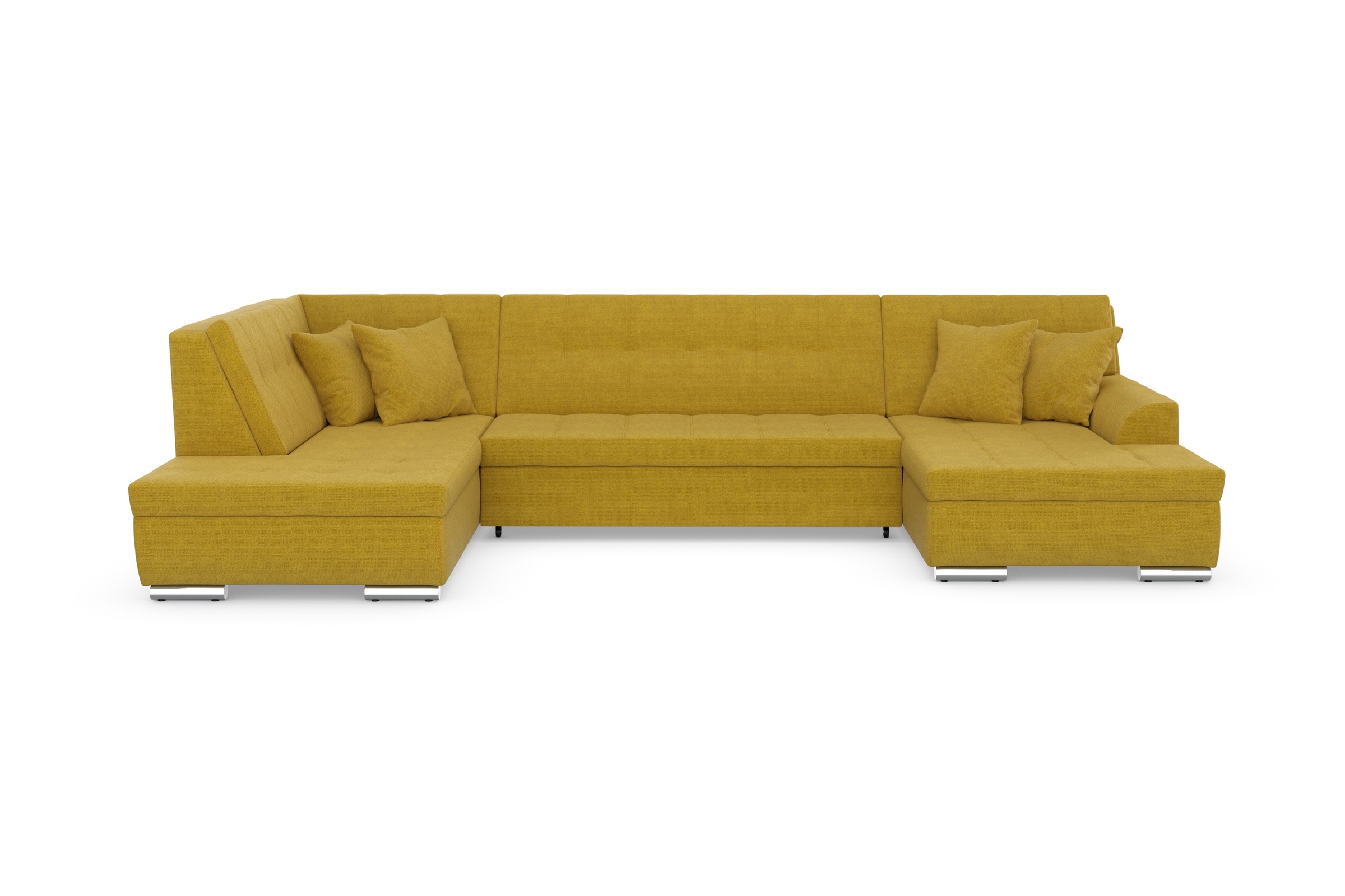 DOMO collection Wohnlandschaft »Treviso incl. Zierkissen, moderne Steppung, XXL: B/T/H: 364/201/83 cm«, wahlweise mit Bettfunktion, in vielen Bezugsarten auch in Cord U-Form