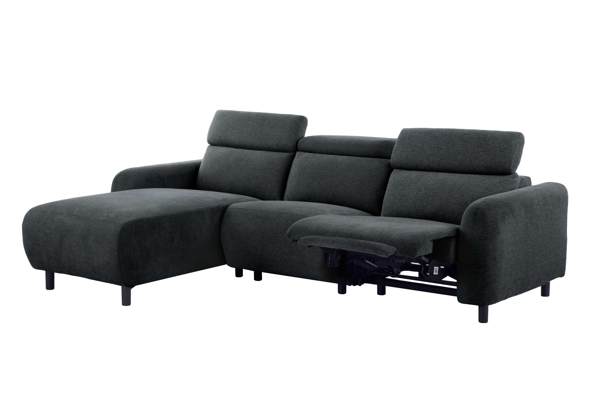 Home affaire Ecksofa »SKAANE Struktur, L-Form, 274 cm, manuelle u. elektrische Funktion,«, rundes Design, Kopfteilverstellung, Federkernpolsterung
