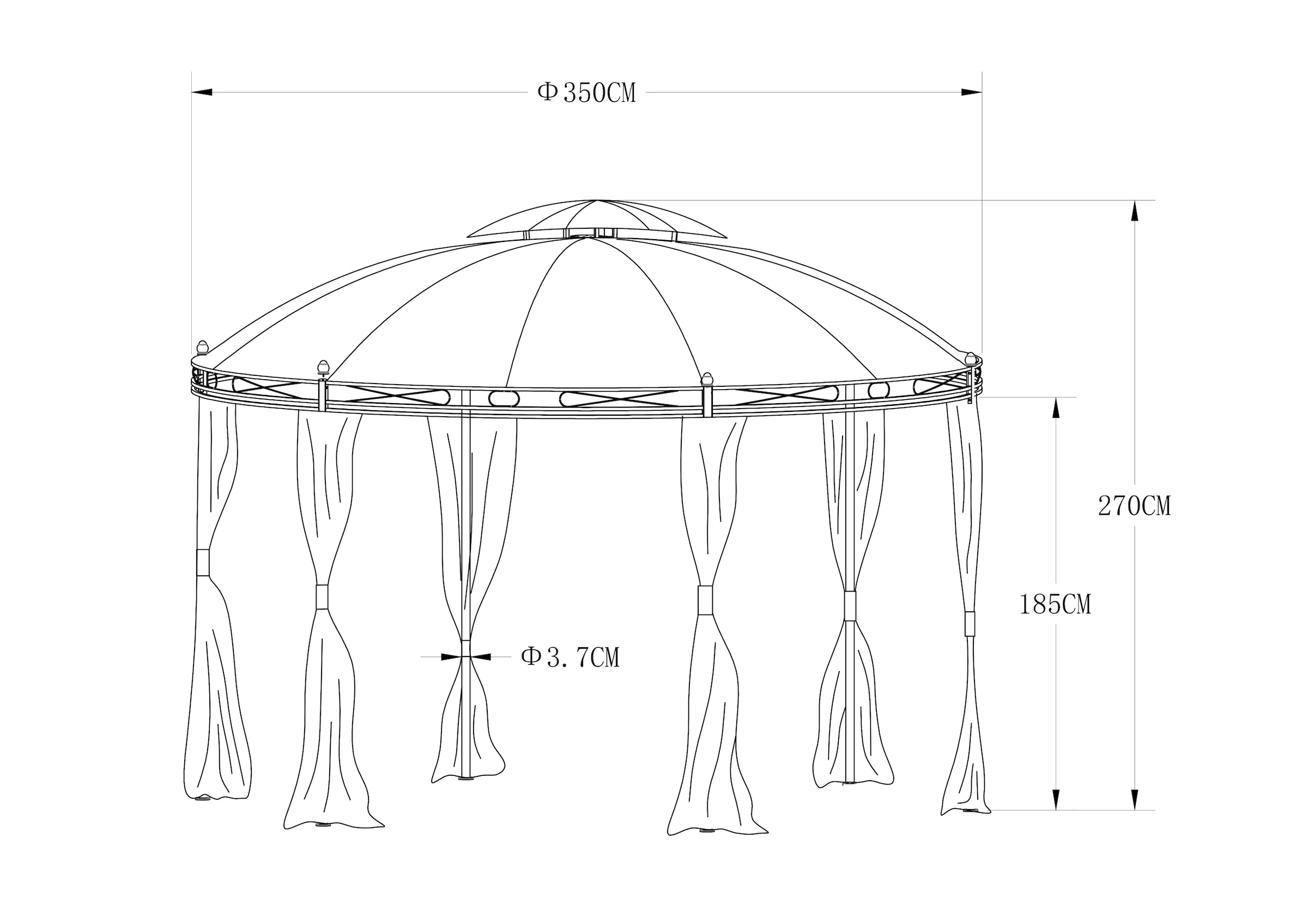 KONIFERA Pavillon »Tino« BxT: 350 x 350 cm