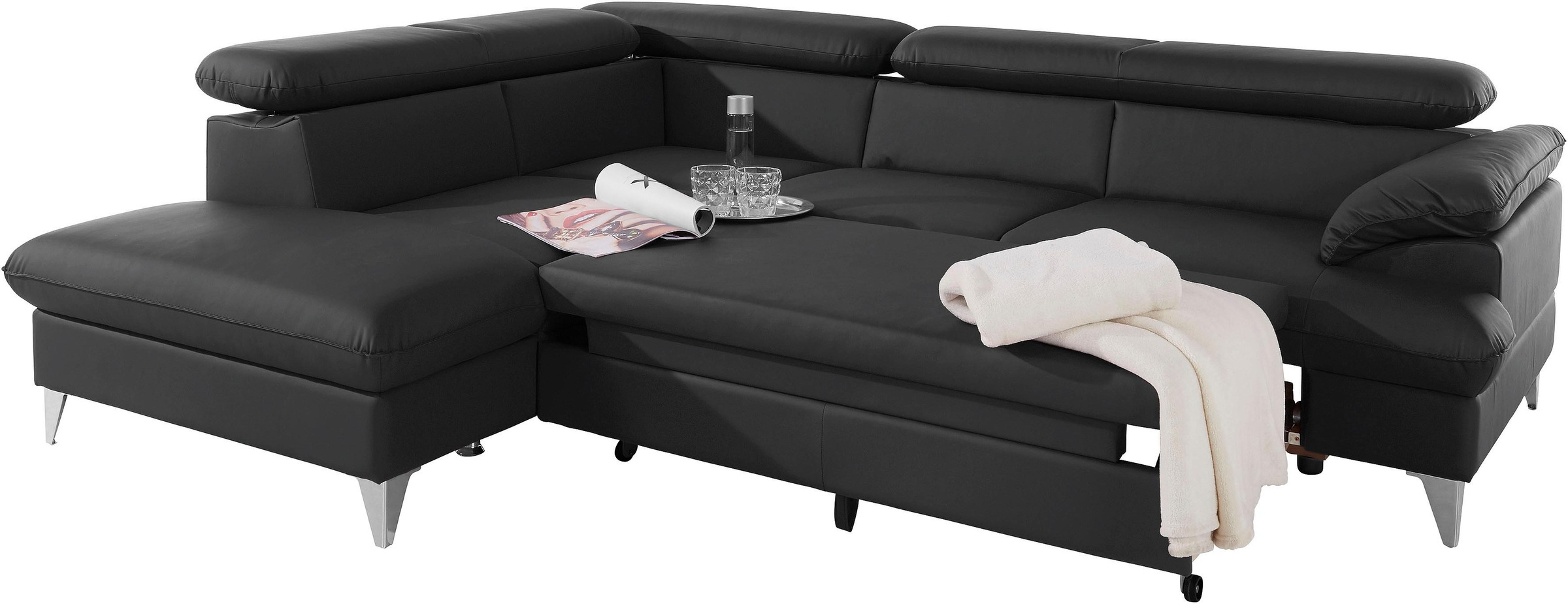 COTTA Ecksofa »Caluso L-Form«, mit Kopfteilverstellung, wahlweise mit Bettfunktion & Bettkasten