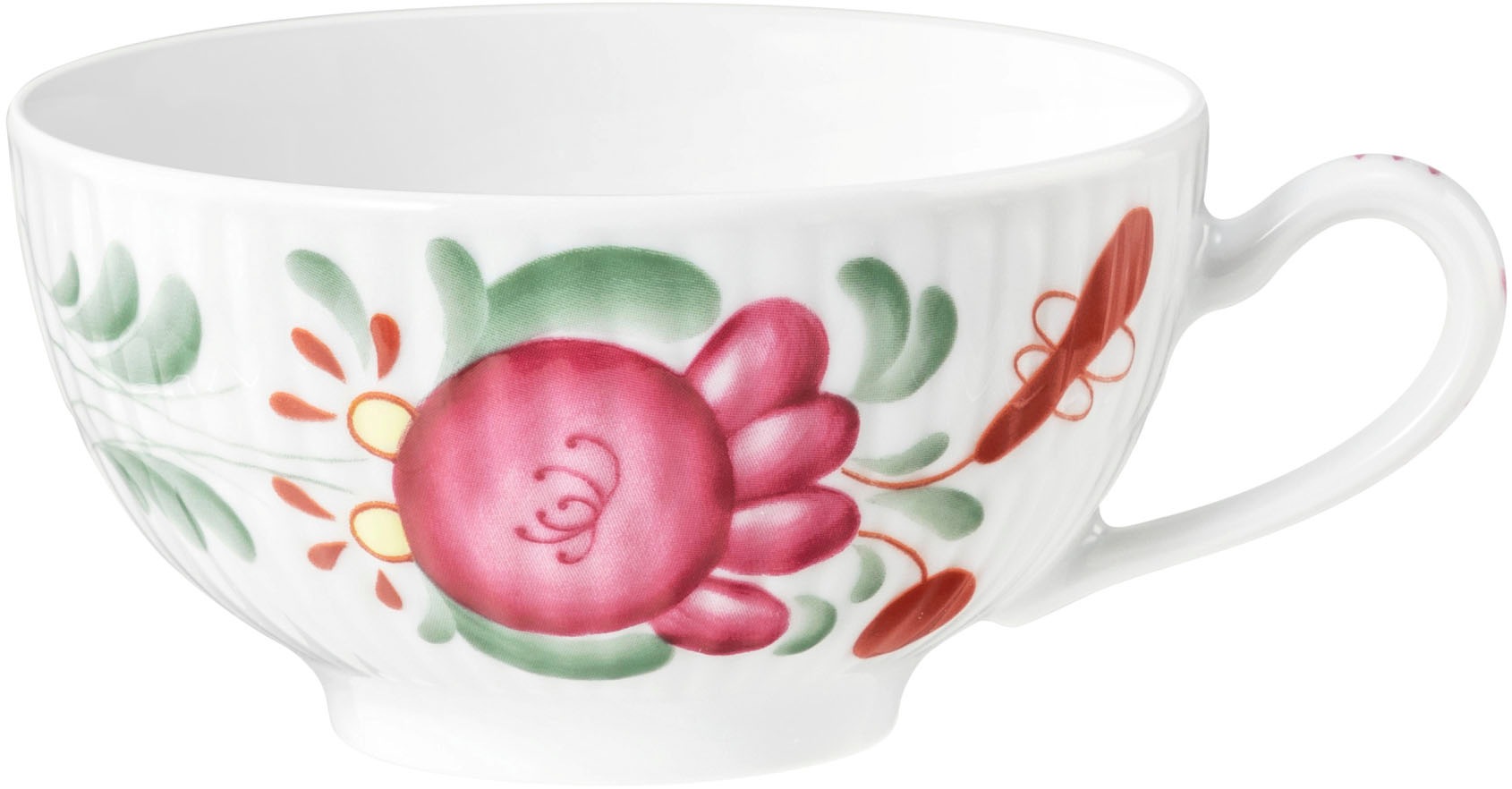 Seltmann Weiden Teeservice »Geschirr-Set, 18 Teile, Amina Ostfiesenrose, groß«, (Set, 18 tlg., 6x Teeobertasse, 6x Teeuntertasse, 6x Früstücksteller), Stäbchenrelief, die Ostfriesenrose, Blütenmotiv
