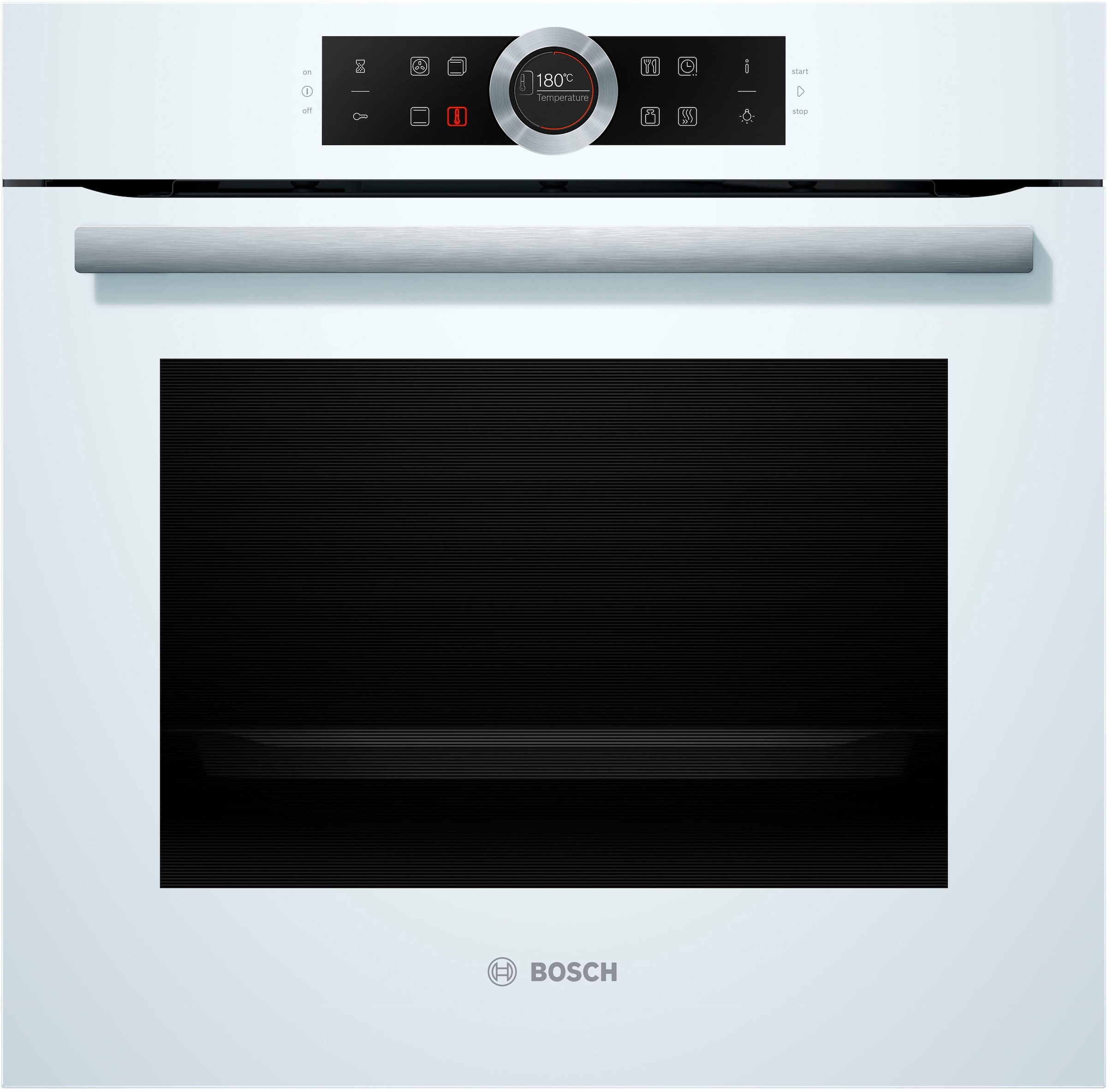 3. Bild von BOSCH Einbaubackofen »HBG635B«, Serie 8, mit Teleskopauszug nachrüstbar, ecoClean Direct, 4D-Heißluft-Eco-Ober-/Unterhitze Eco-Umluft-Infra-Grill-Großflächen-/Kleinflächengrill-Pizzastufe-Sanftgaren-Vorwärmen-Warmhalten-Auftaustufe, mit Pizzastufe
