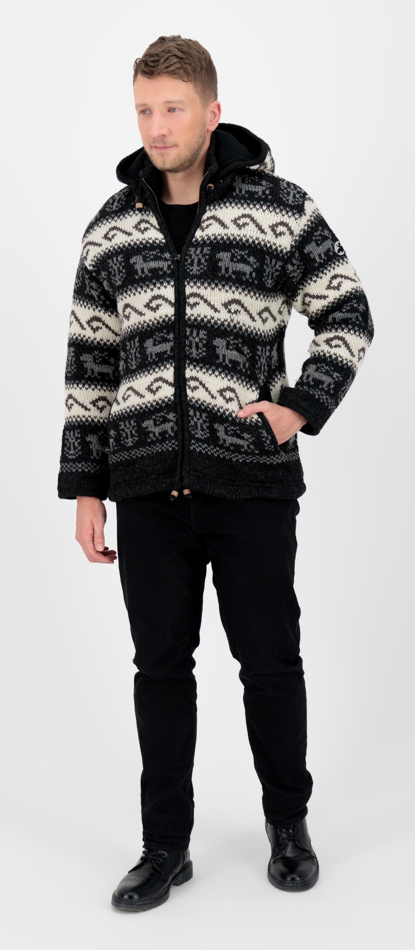 DEPROC Active Strickfleecejacke »LHOTSE MEN«, mit Kapuze und weichem Fleece gefüttert