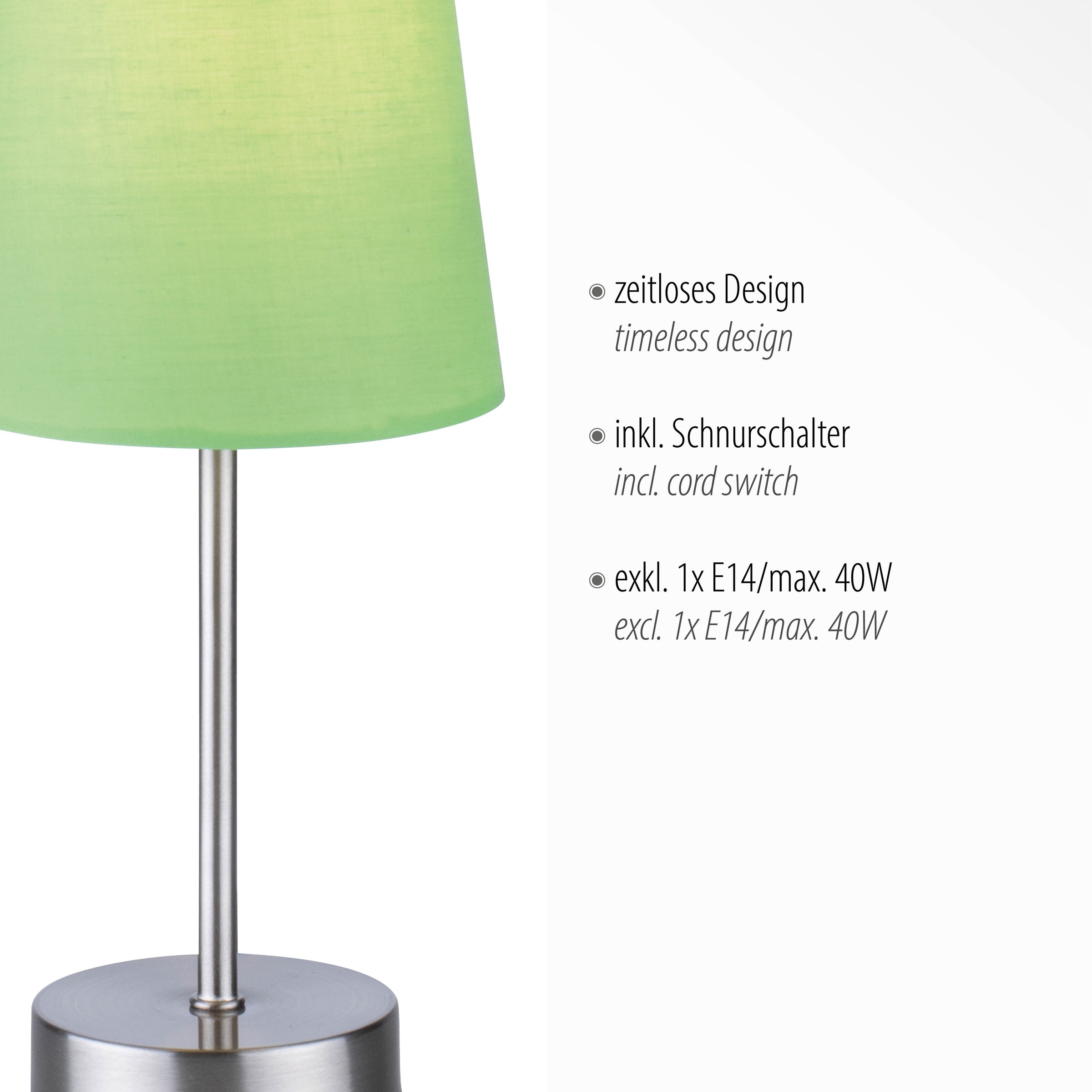 JUST LIGHT Tischleuchte »HEINRICH«, 1 flammig, Leuchtmittel E14 | ohne Leuchtmittel, ExklusiveE14, Schalter, Schnurschalter