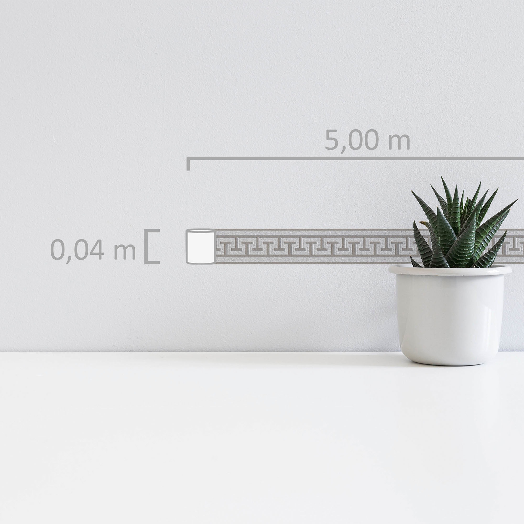 A.S. Création Bordüre »Only Borders 11«, grafisch-geometrisch-gemustert, Tapete Bordüre Mäander Bordüre Metallic Borte Wohnzimmer Design Optik