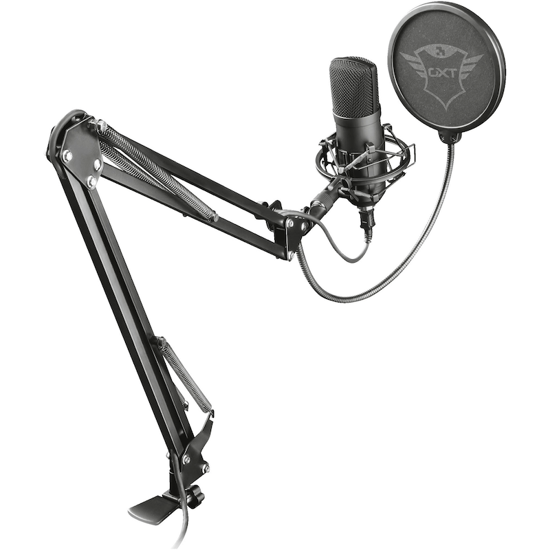 TRUST Mikrofon »GXT252 EMITA PLUS« schwarz Einstellbare Tischmontageklammer, um das Mikrofon in die angenehmste Stellung zu bringen
