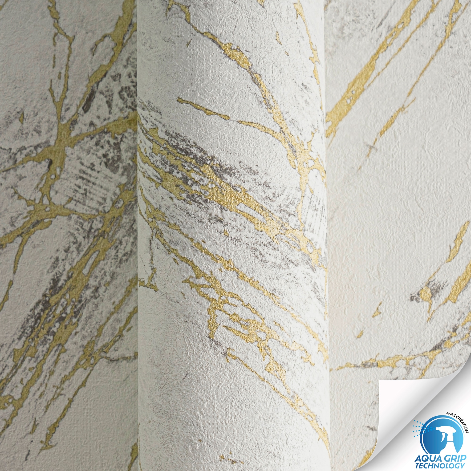 living walls Vliestapete »DesignDrop vorgeleimte Tapete Marmoroptik Weiß Gold Grau«, matt, Vliestapete vorgekleistert 3D-Optik für Schlafzimmer Wohnzimmer Küche