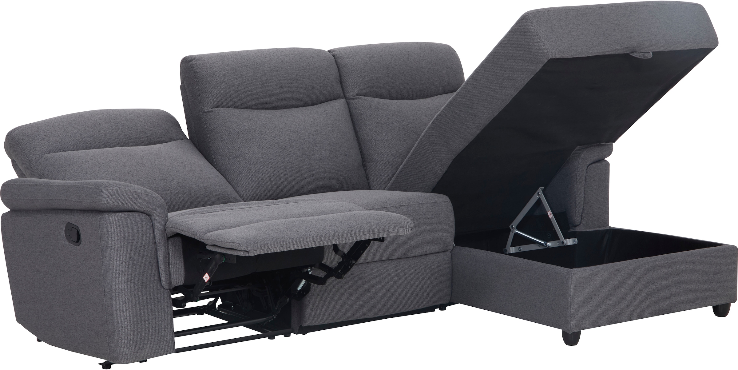 Home affaire Ecksofa »BRIONNE, L-Form, 255cm, manuelle u. elektrische Funktion (USB A/C),«, Liegefunktion, Stauraum, Federkernpolsterung, Webstoff
