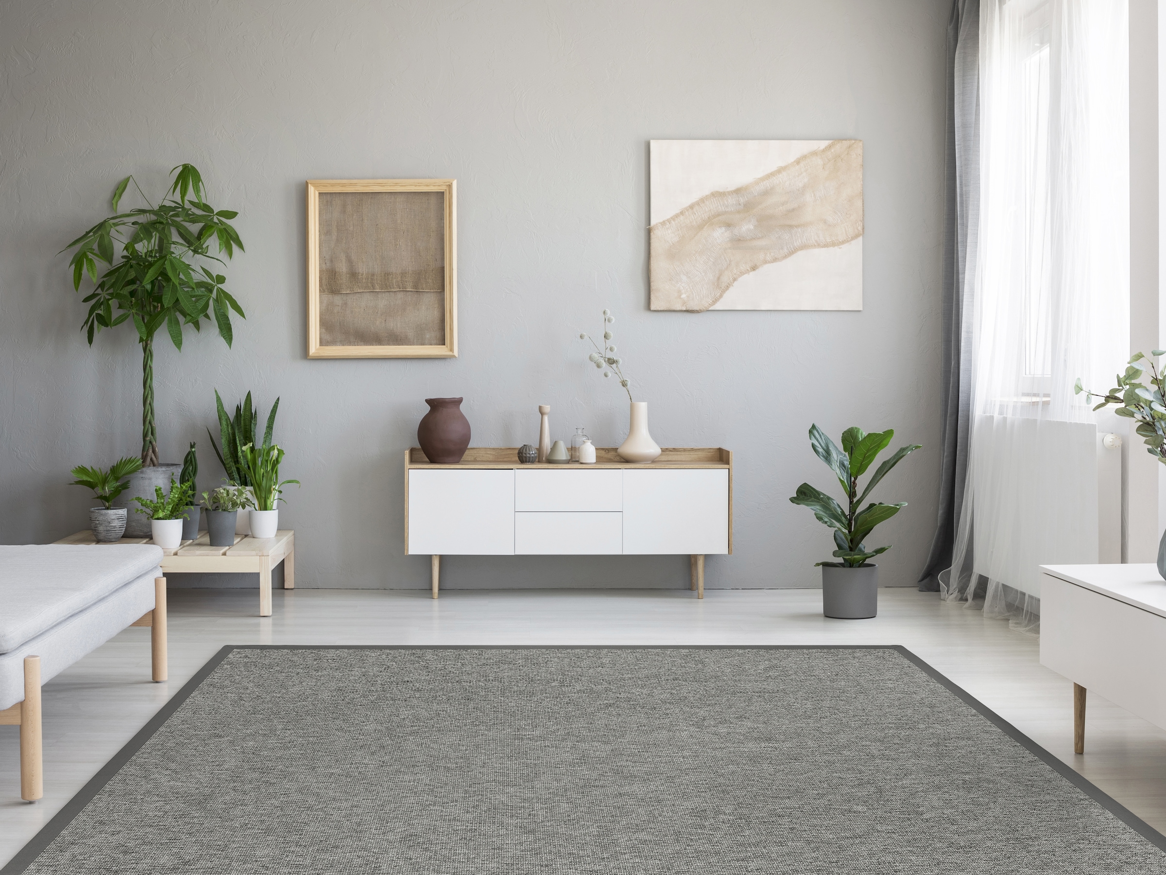 Dekowe Teppich »Basic S2 Bouclé« rechteckig 10 mm Höhe meliert, Sisaloptik, mit Bordüre, In- und Outdoor geeignet