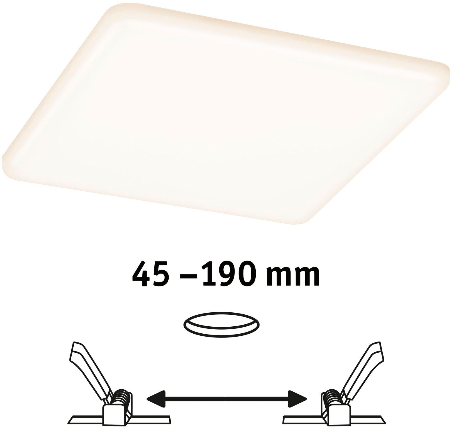 Paulmann LED Einbauleuchte »LED Einbaupanel Veluna VariFit IP44 eckig 185x185mm 17W 3.000K Satin«, 1 flammig, LED Einbaupanel Veluna VariFit IP44 eckig 185x185mm 17W 3.000K Satin