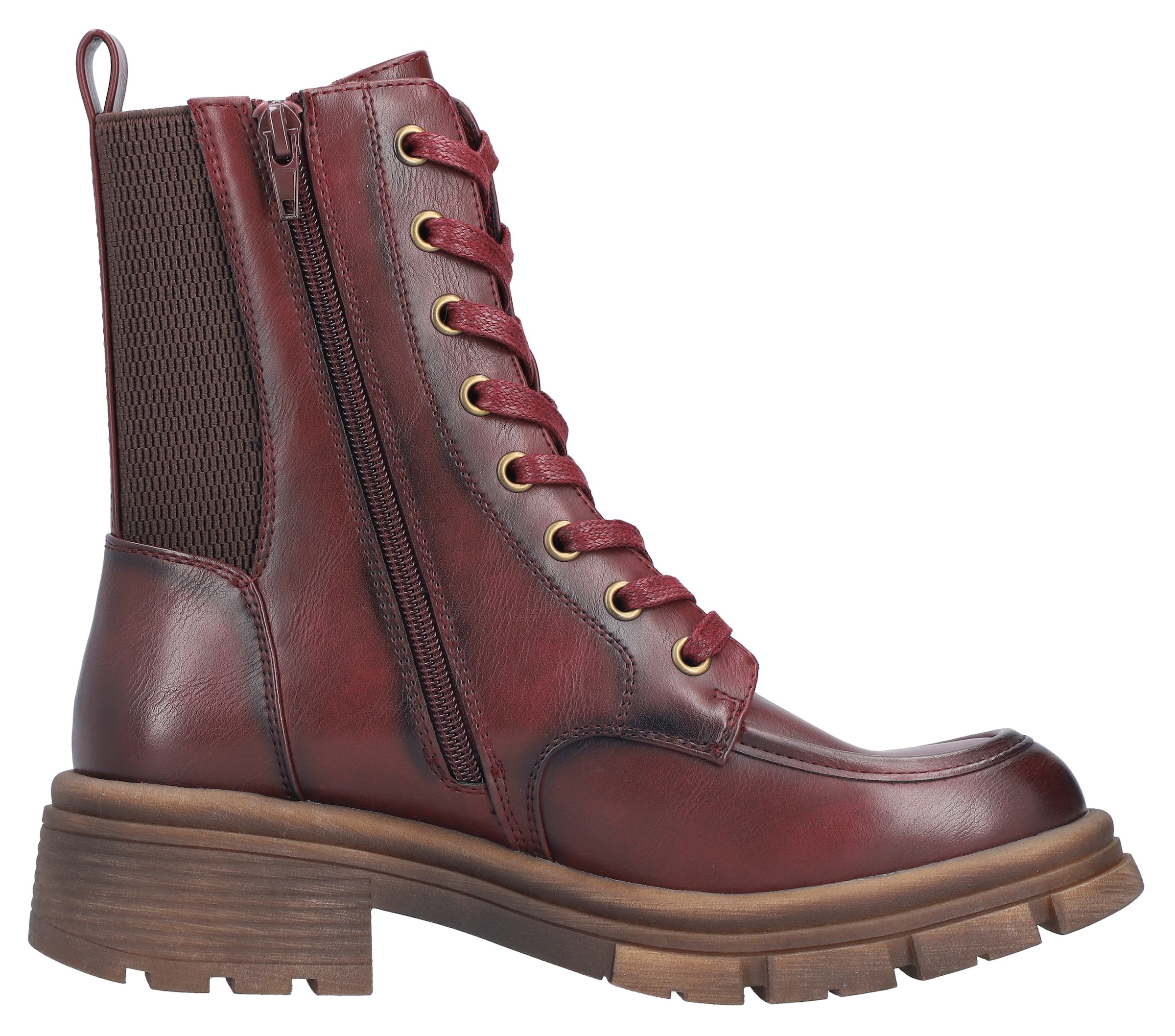 Rieker Schnürboots  Schnürstiefelette, Herbstboots, Profilsohle, Blockabsatz, mit Stretch