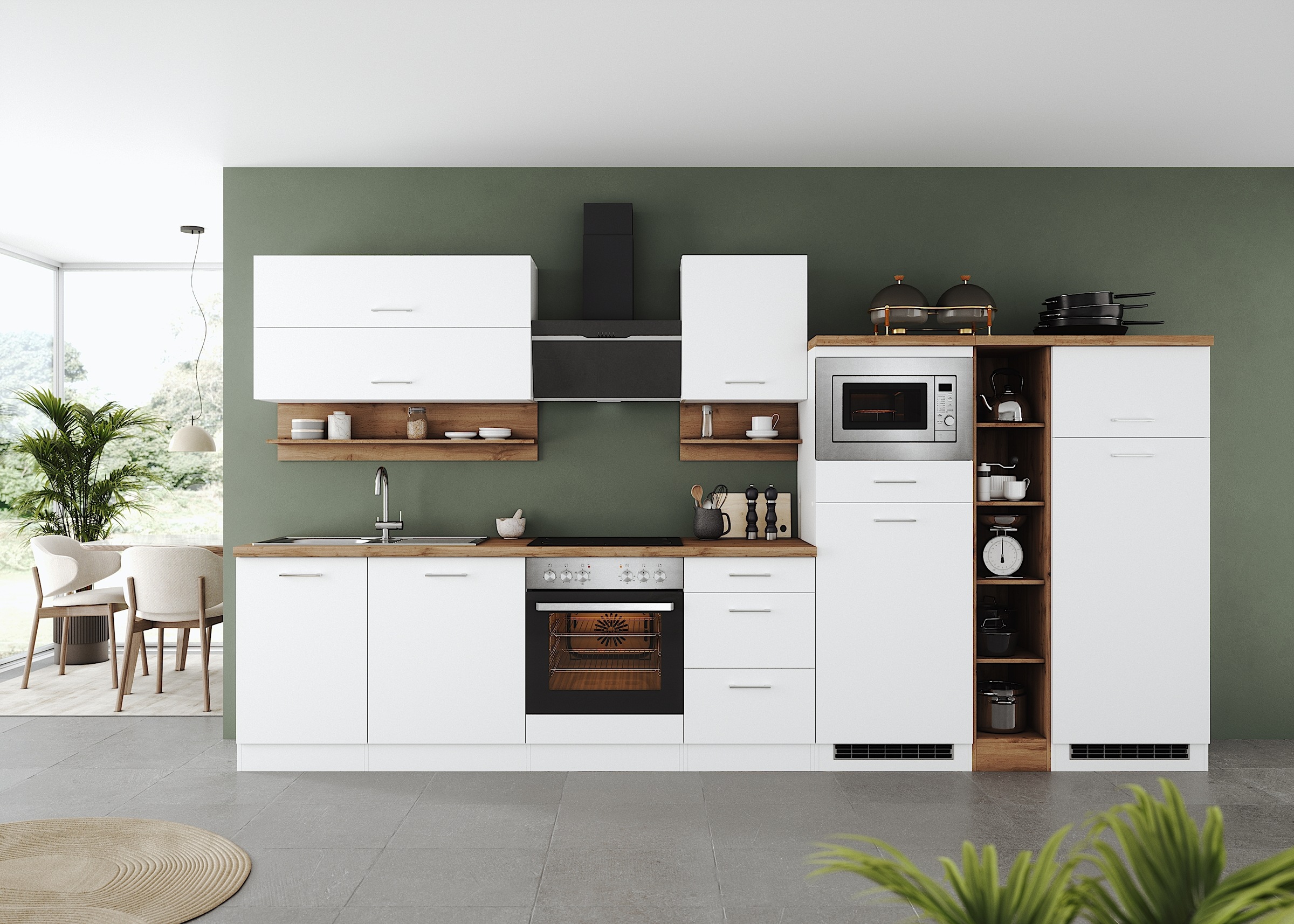 KOCHSTATION Küchenzeile »KS-Milan« 370 cm breit, robuste Metallauszüge, vie günstig online kaufen