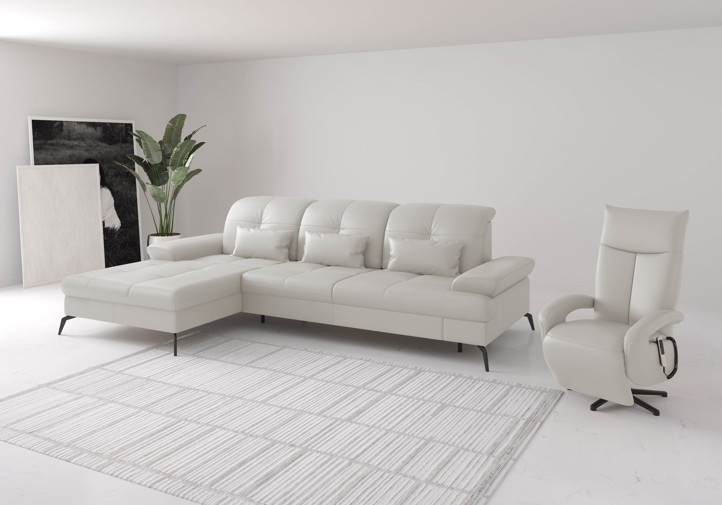 sit&more Ecksofa »Amica, L-Form, inkl. Sitztiefenverstellung & Armteilverstellung«, wahlweise mit Bettfunktion, Bettkasten und Kopfteilverstellung