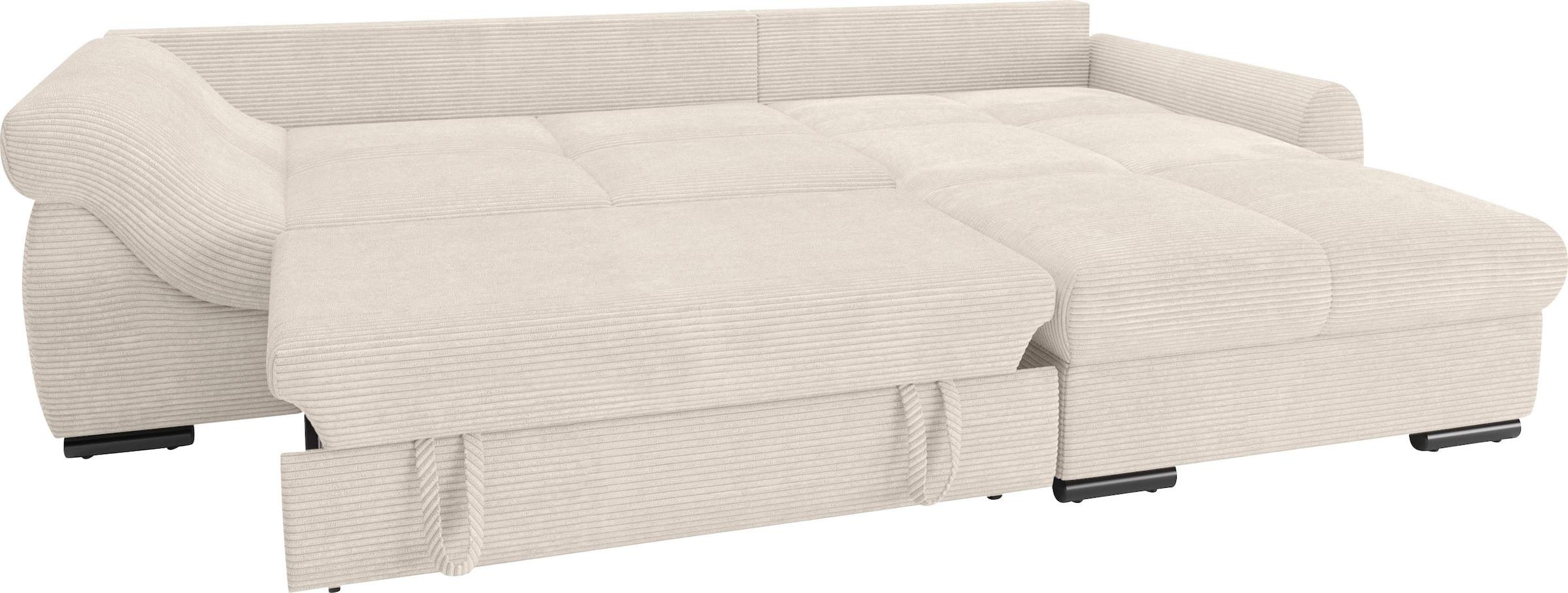 Mr. Couch Ecksofa »Livorno DuraFlex L-Form«, inkl. Hochschläfer-Bettauszug, XL-Bettkasten weiß beschichtet