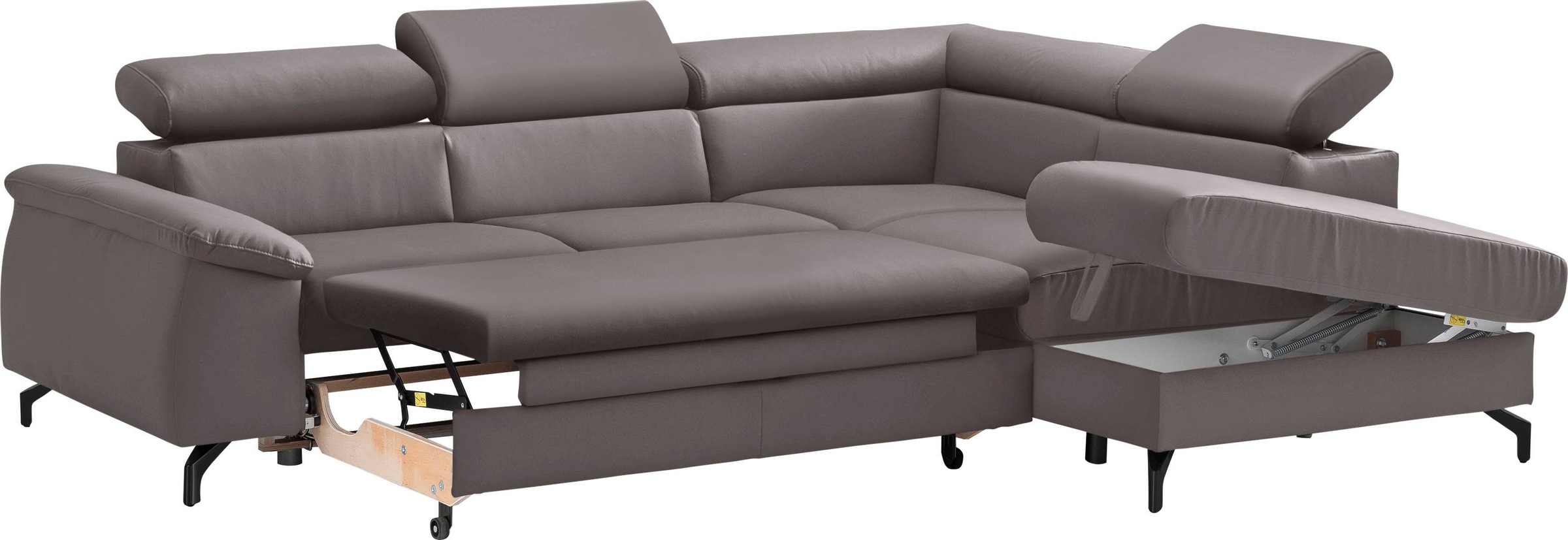 COTTA Polstergarnitur »Komaris L-Form«, (Set), Set bestehend aus: Ecksofa mit Kopfteilverstellung & Hocker
