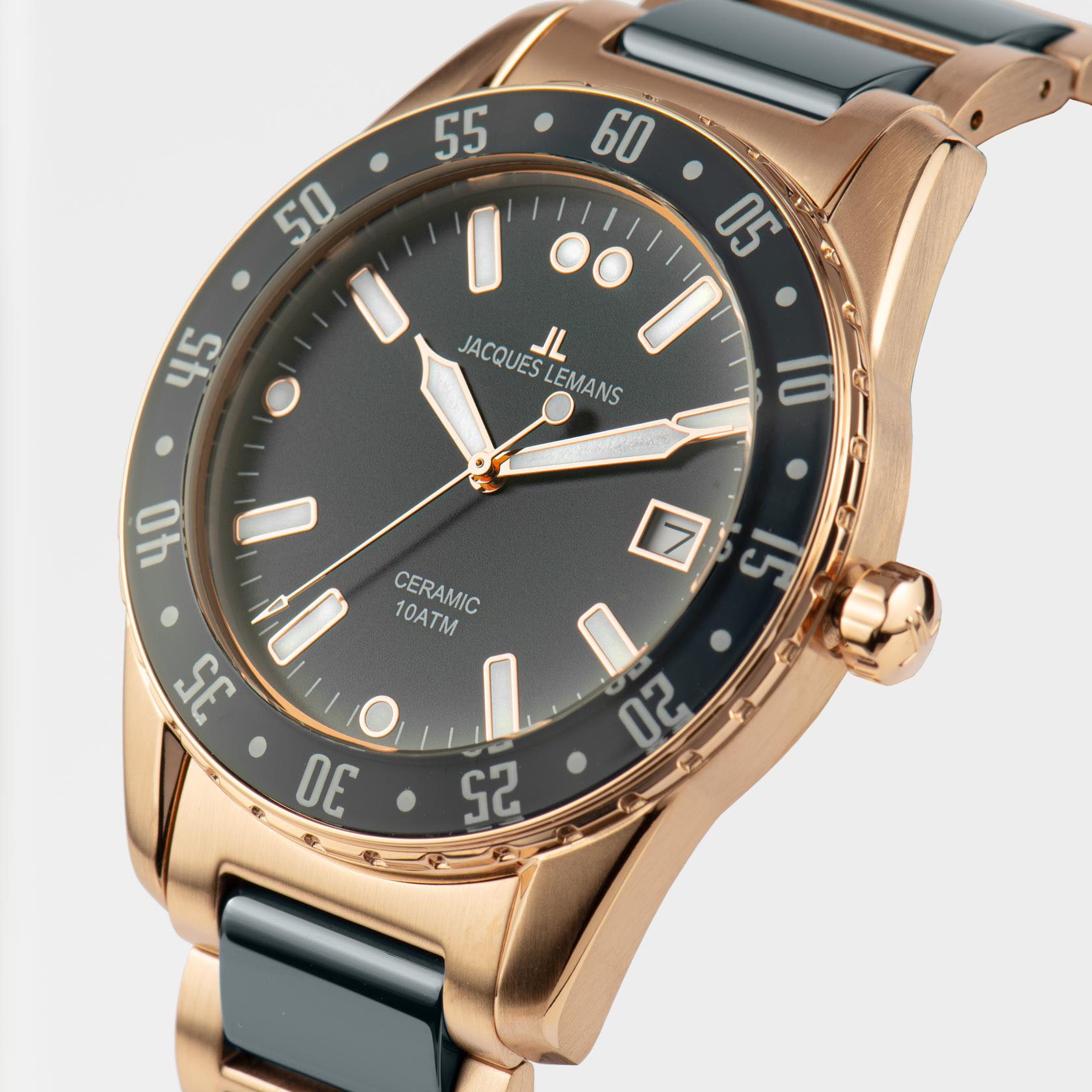 Jacques Lemans Keramikuhr »Liverpool«, Quarzuhr, Armbanduhr, Herrenuhr, bis 10 bar wasserdicht, analog, Datum