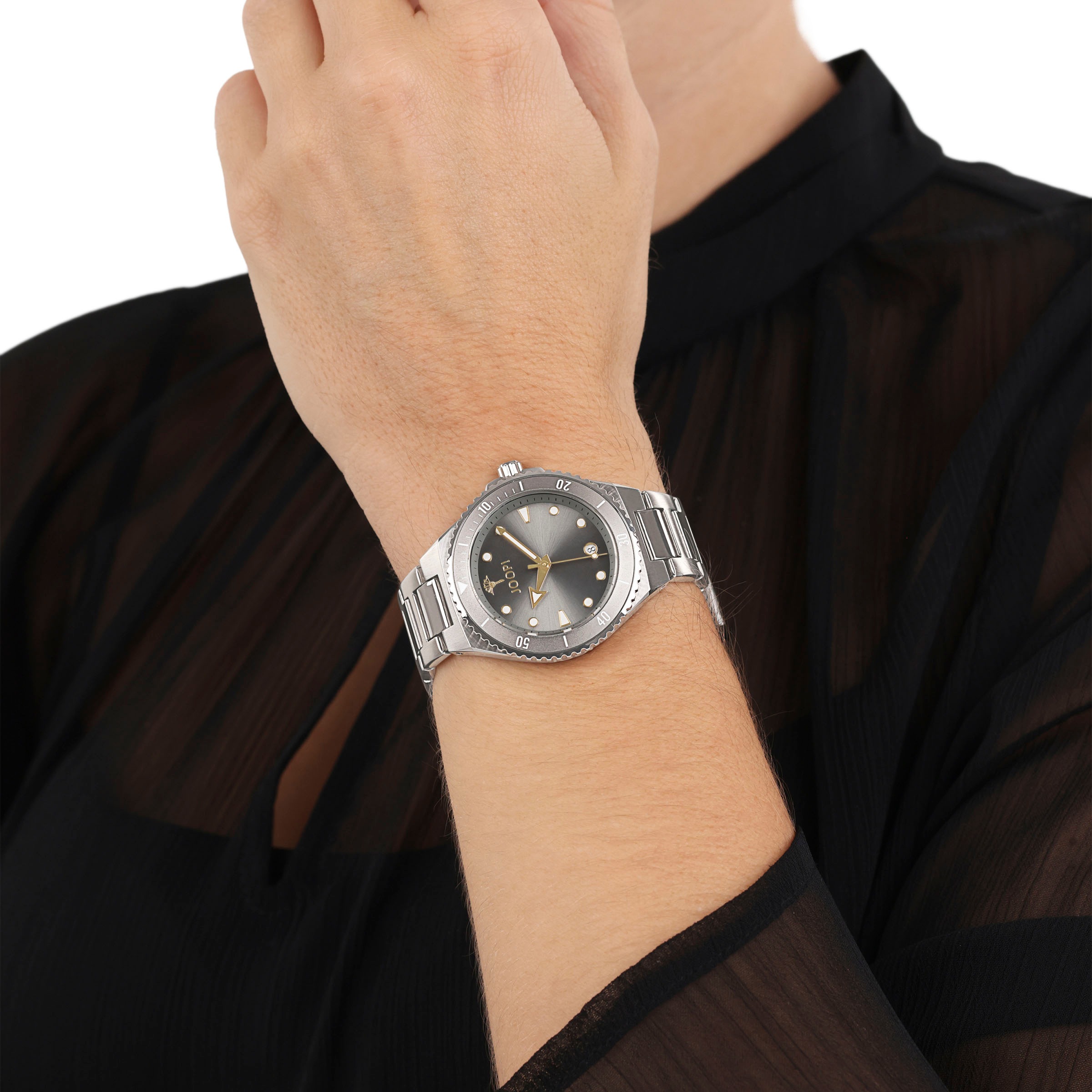 JOOP! Quarzuhr, Armbanduhr, Damenuhr, Edelstahlarmband, analog, Datum