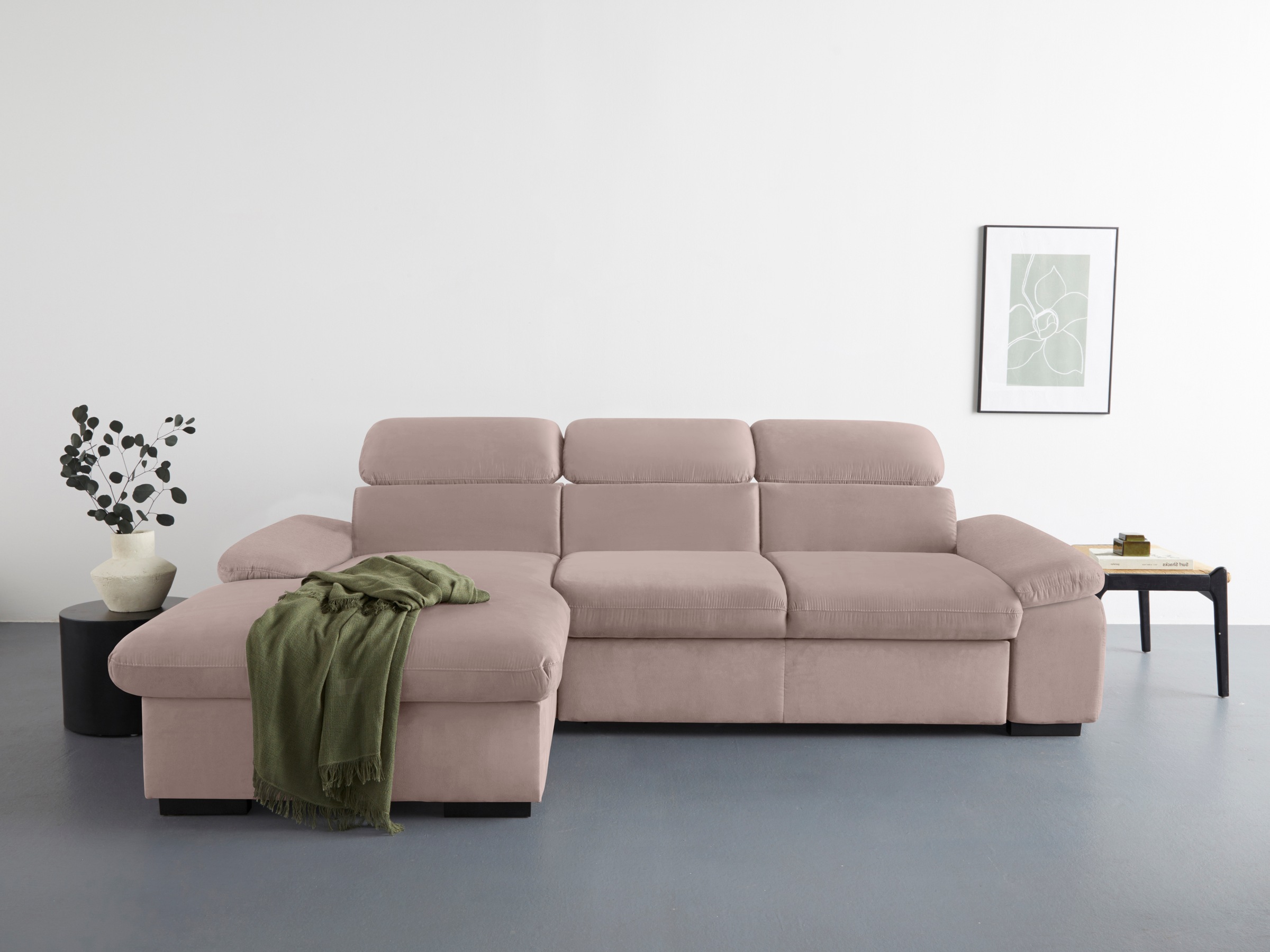 COTTA Ecksofa »Lola L-Form mit Kopfteilfunktion & Hocker«, (Set, mit Hocker günstig online kaufen