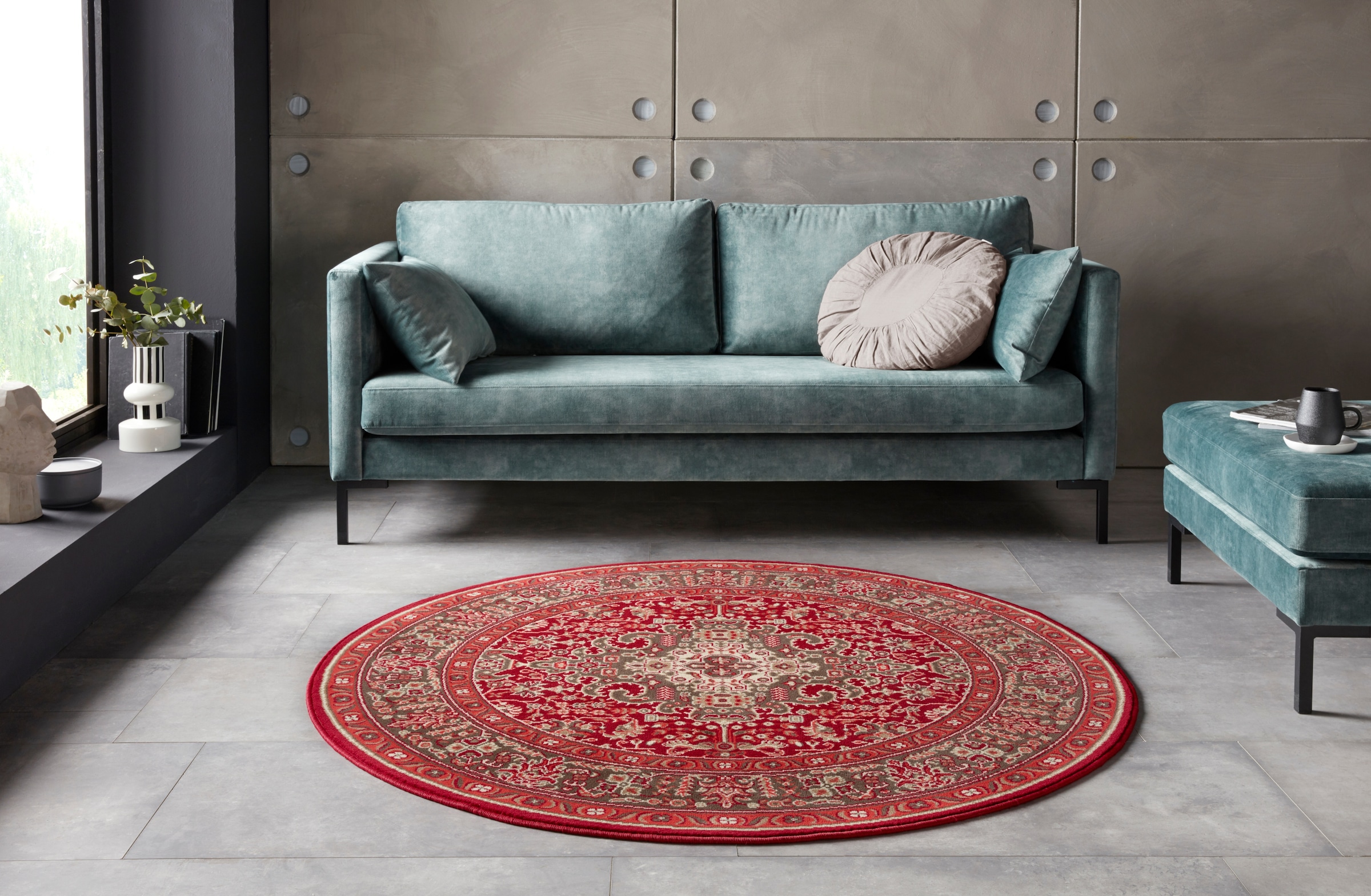 NOURISTAN Teppich »Skazar Isfahan«, rund, 9 mm Höhe, Kurzflor, Orient, Teppich, Vintage, Esszimmer, Wohnzimmer, Flur