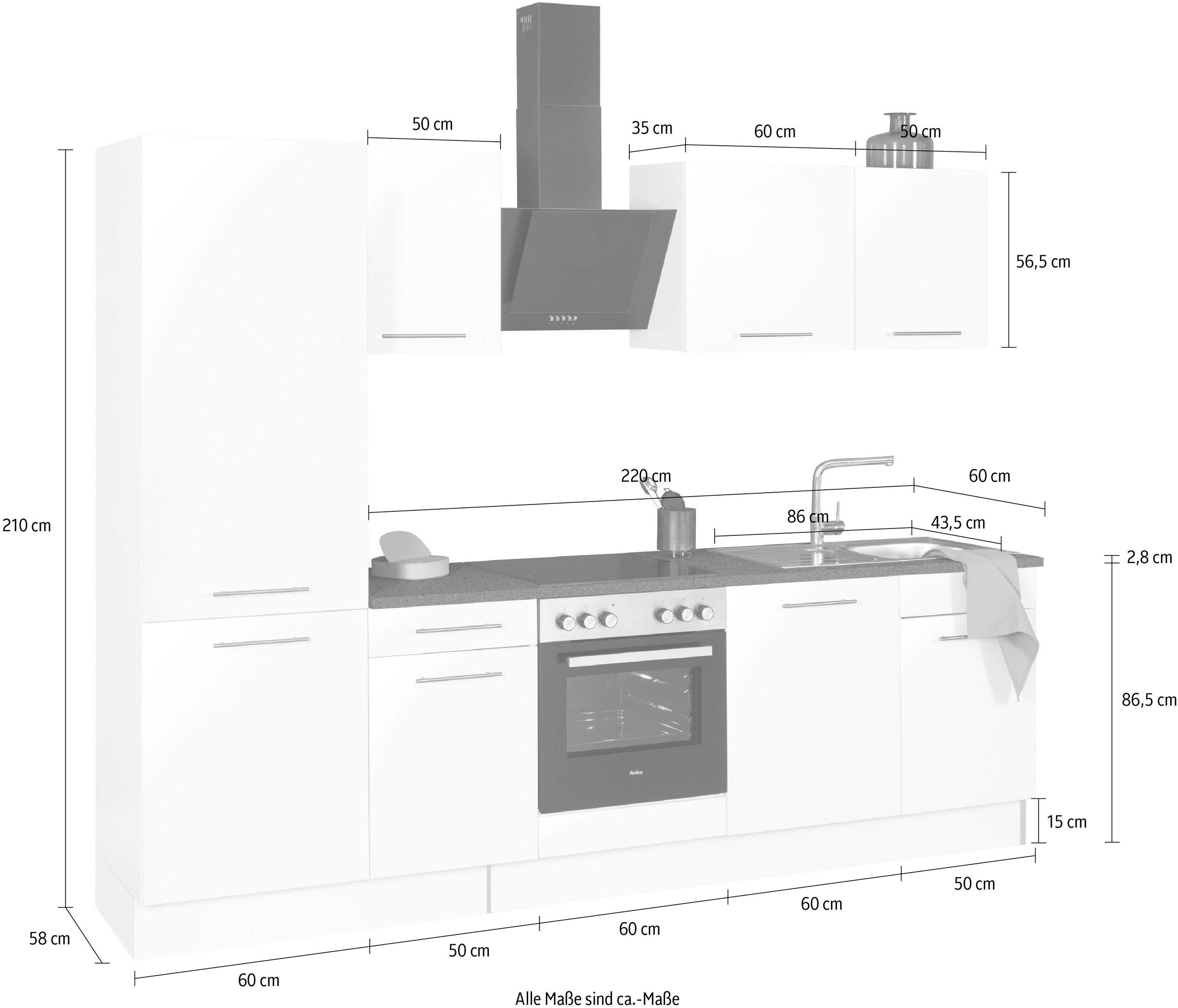 wiho Küchen Küchenzeile »Ela«, Breite 280 cm, Soft-Close-Funktion, höhenverstellbare Füße